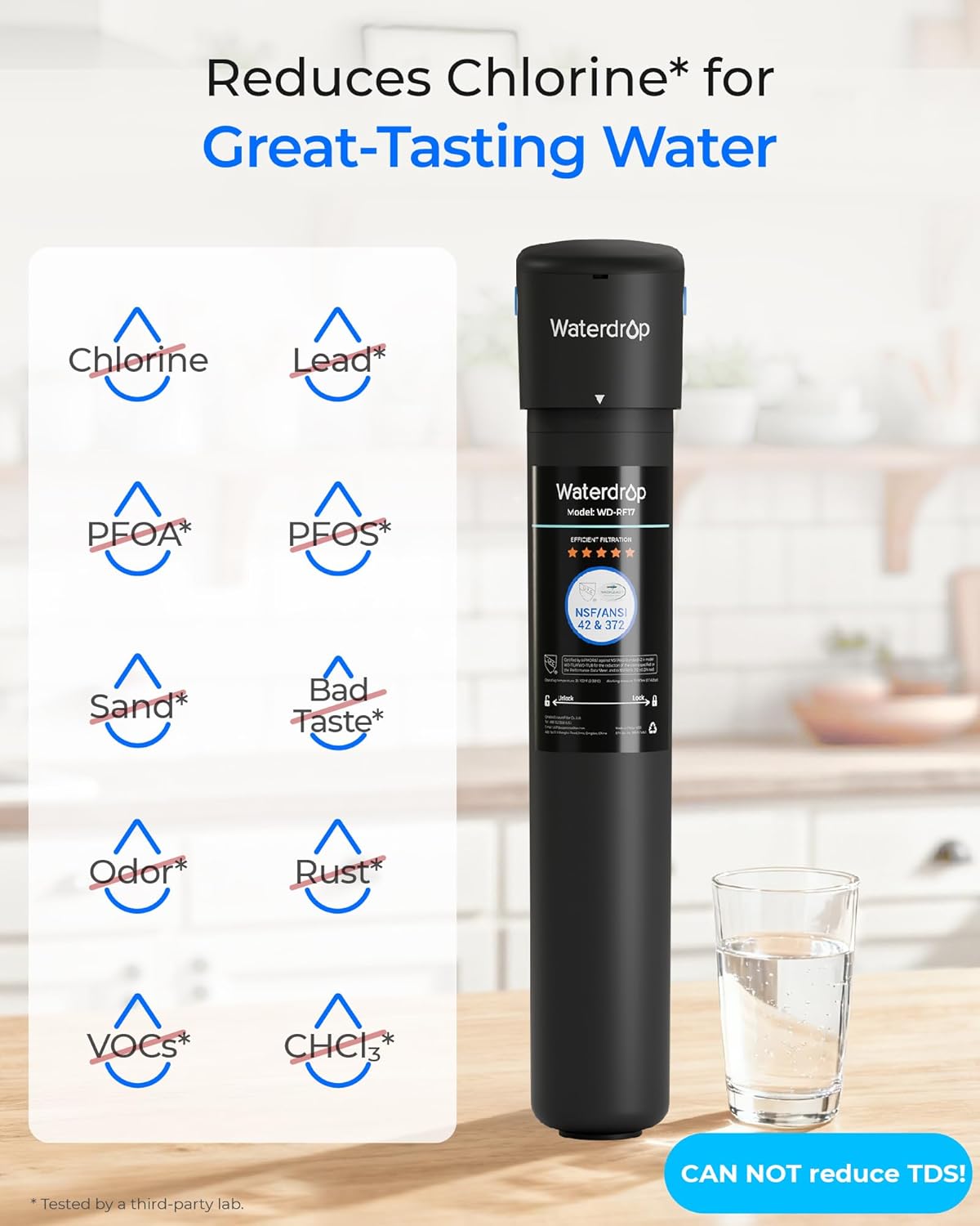 Waterdrop 17UA 3 Years Under Sink Water Filter System-Reduces Lead, Chlorine, Bad Taste & Odor-Under Counter Water Filter Direct Connect to Kitchen Faucet-NSF/ANSI 42 Certified-24000 Gallons-USA Tech - Image 3