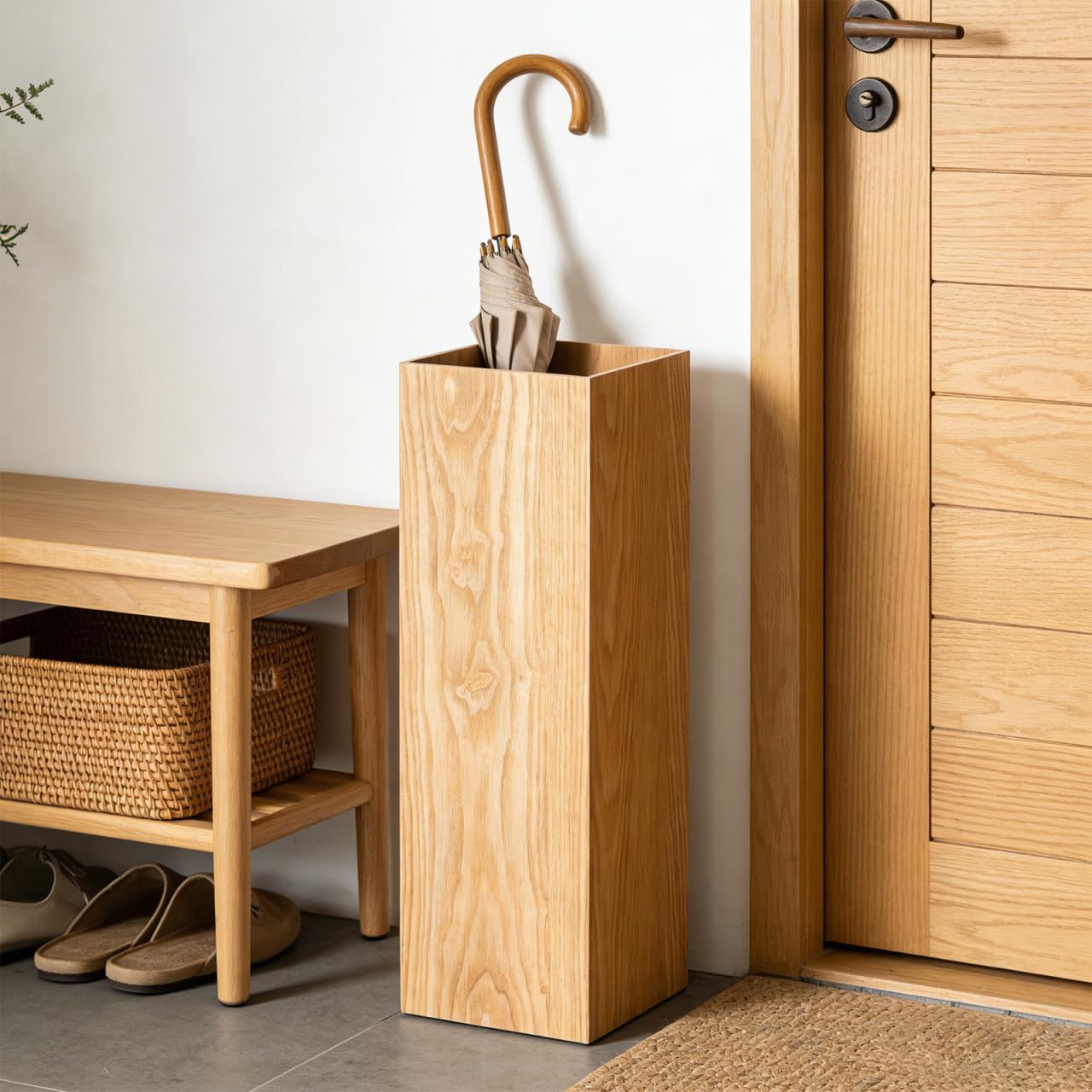 PartyKindom Hölzerner Regenschirm Eimer Regenschirmeimer Für Die Tür Retro-schirmständer Schirmauflage Regenschirm-aufbewahrungsbehälter Steh Rustikal Dachhalter Modern Form Fass Plastik Khaki