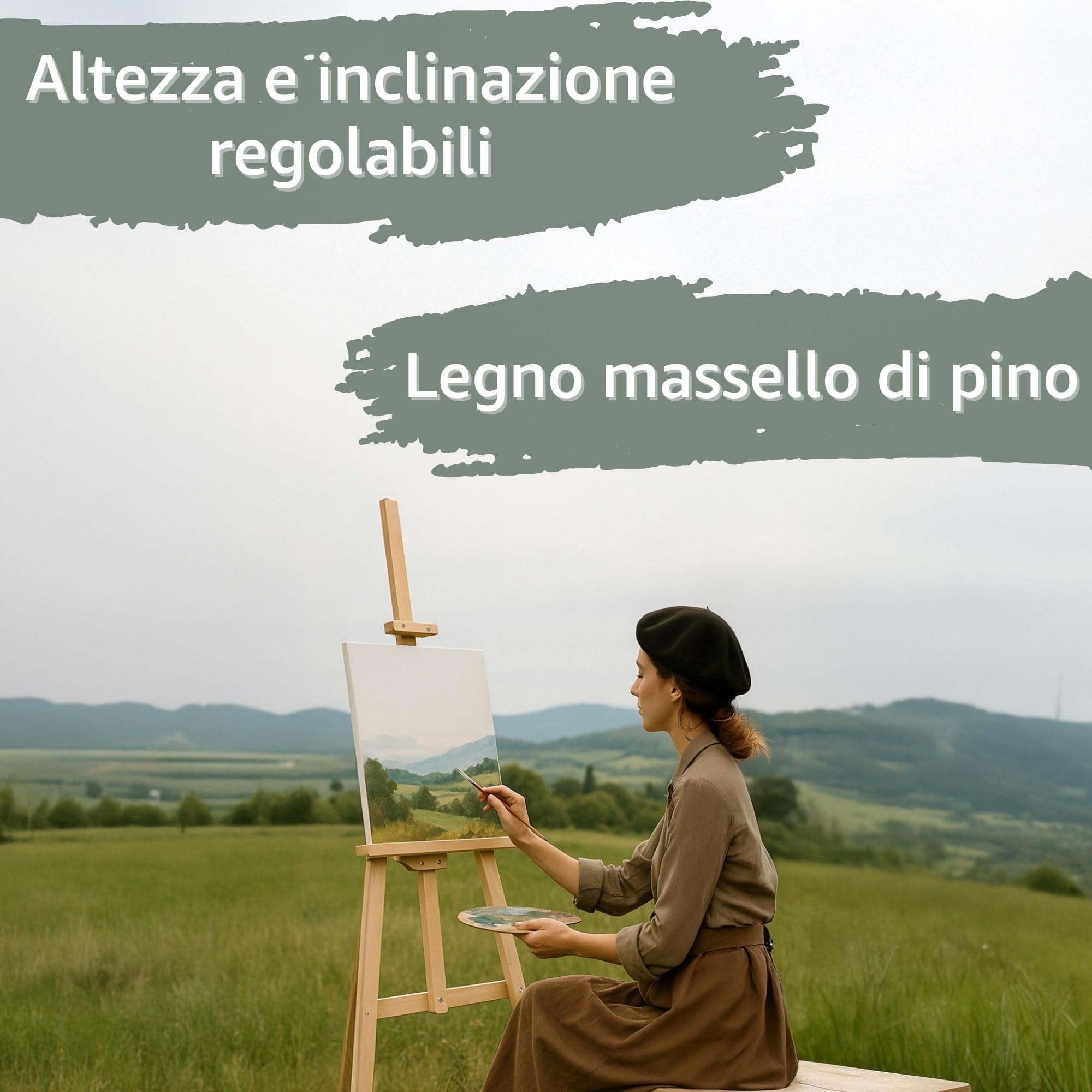 Cavalletto pittura in legno 175 cm - Cavalletti pieghevoli e regolabili in altezza per dipingere Tela e cavalletto per artisti pittori e tableau matrimonio Ideale per bambini e adulti
