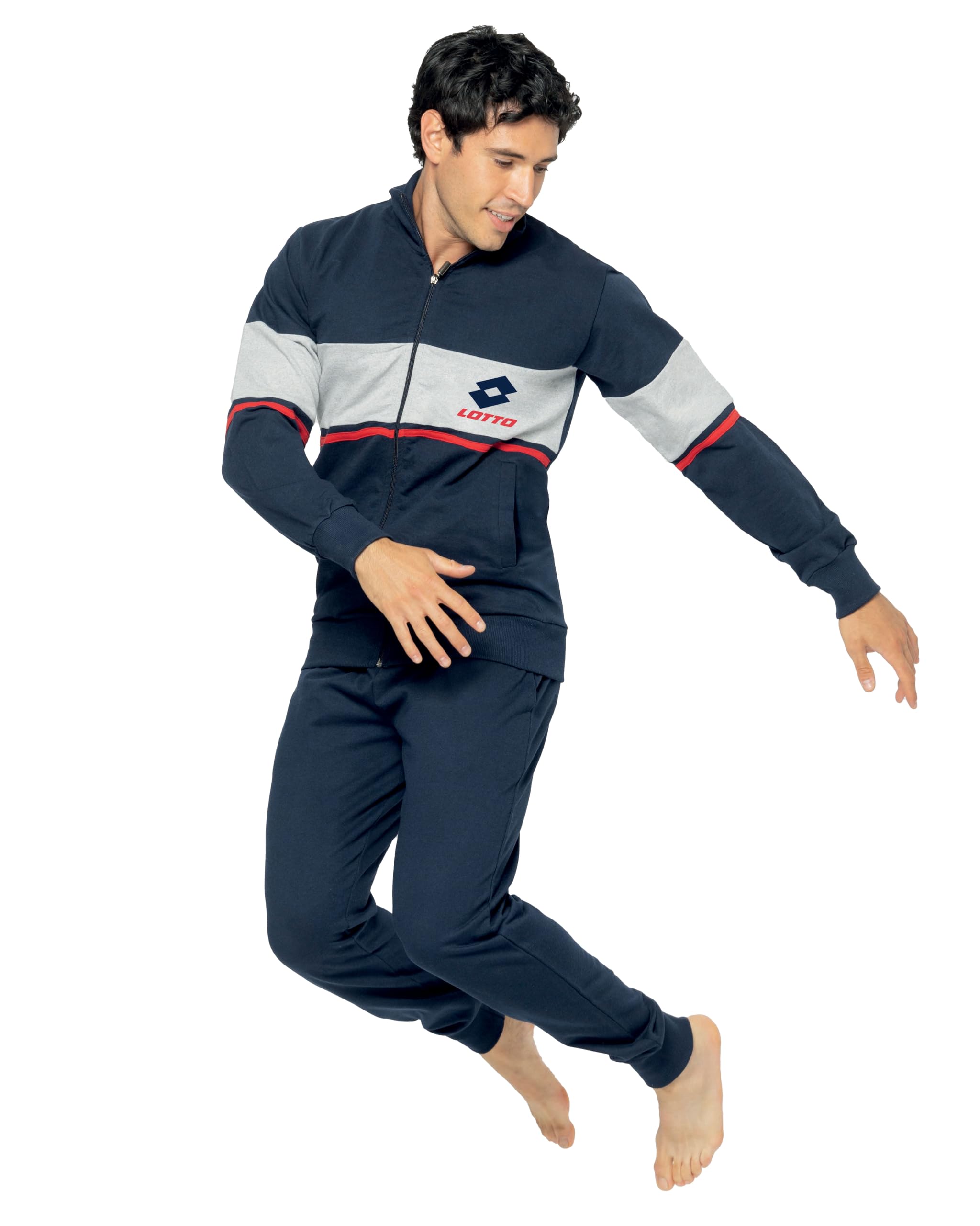 Tuta Sportiva Uomo in Cotone Garzato Pimavera Estate Leggera S M L XL XXL 3XL 4XL 5XL (IT, Testo, XL, Regular, Regular, BLU 171)