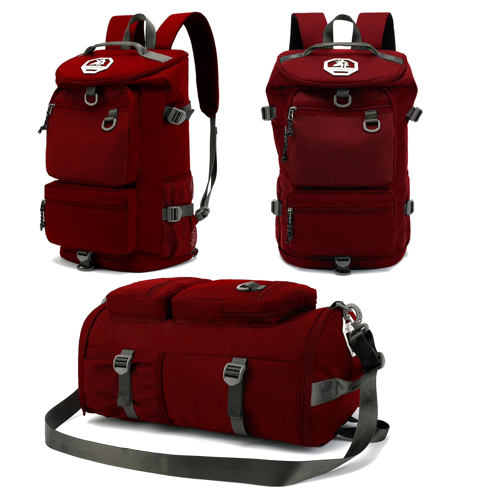 Solid color gym duffel bag backpack, wrestling bag,with shoe compartment, 4 kinds of back method waterproof travel sports walking laptop Lightweight (