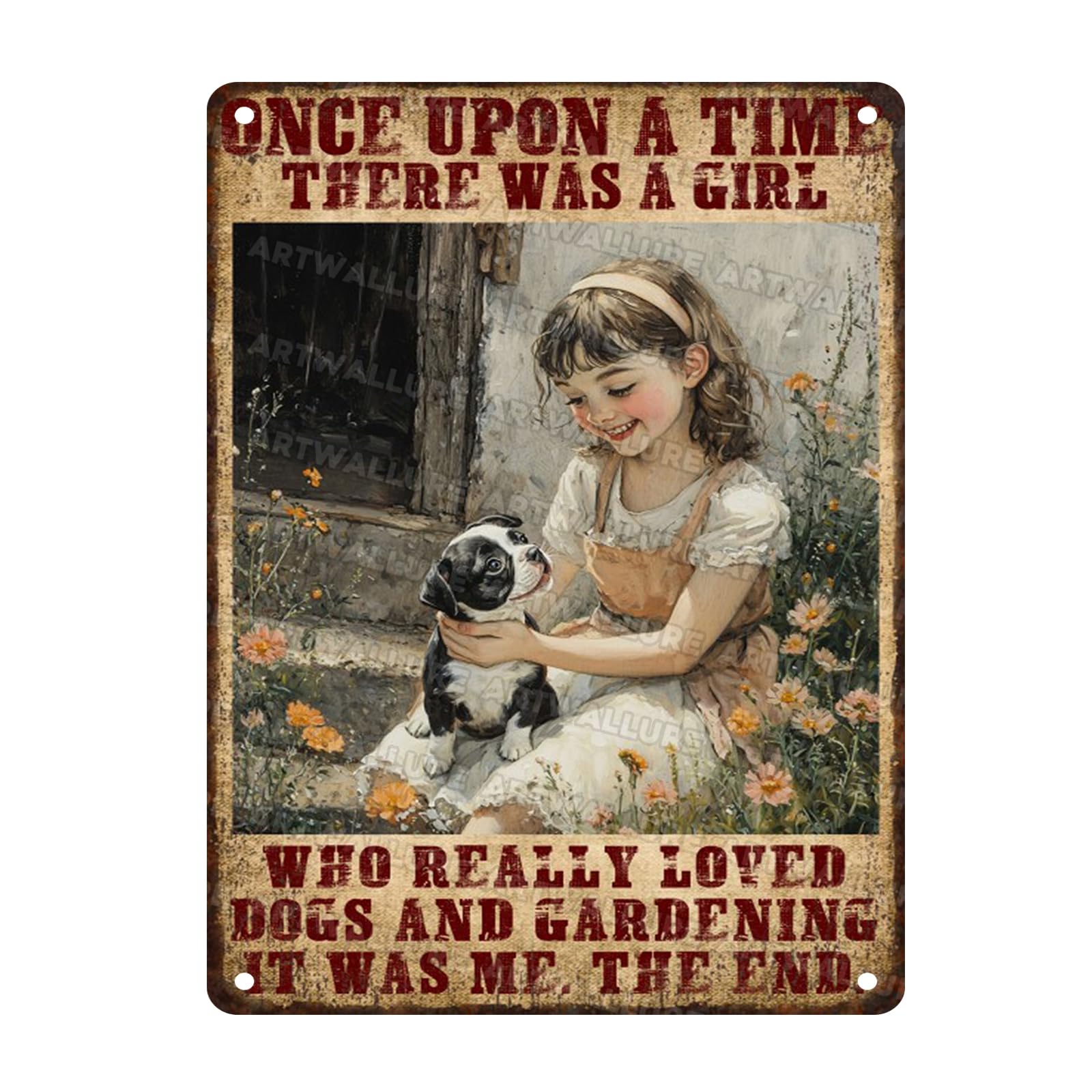 Metal Tin Plaque Once Upon A Time There Was A Girl Rustic Garden Wall Art Vintage Sign Outdoor Patio Decor Backyard Oasis Iron Painting Idea 12x16inch