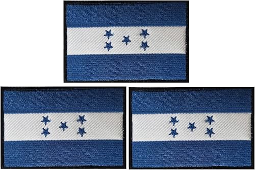 JAVD Paquete de 3 parches de bandera de Honduras para sombreros, bolsas tácticas, chaquetas, parche de ropa transparente
