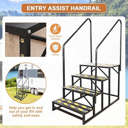 Miniatura 46 de Escaleras de 3 escalones para autocaravana, peldaños para bañera de hidromasaje, escalera de spa al aire libre con pasamanos, escalera portátil