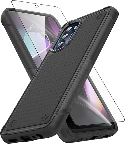 Miniatura 1 de Asuwish Funda protectora de pantalla de vidrio templado y accesorios de doble capa para Moto G Stylus 2022 4G para Motorola GStylus XT2211DL XT2211