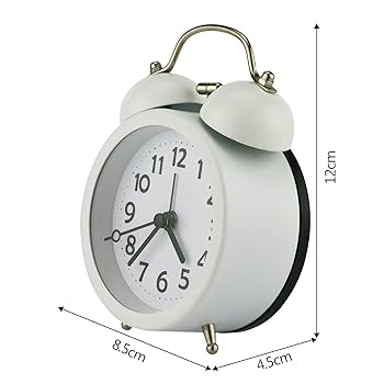 Amazon.co.jp: ベル音アラーム ライト付き目覚まし時計（白
