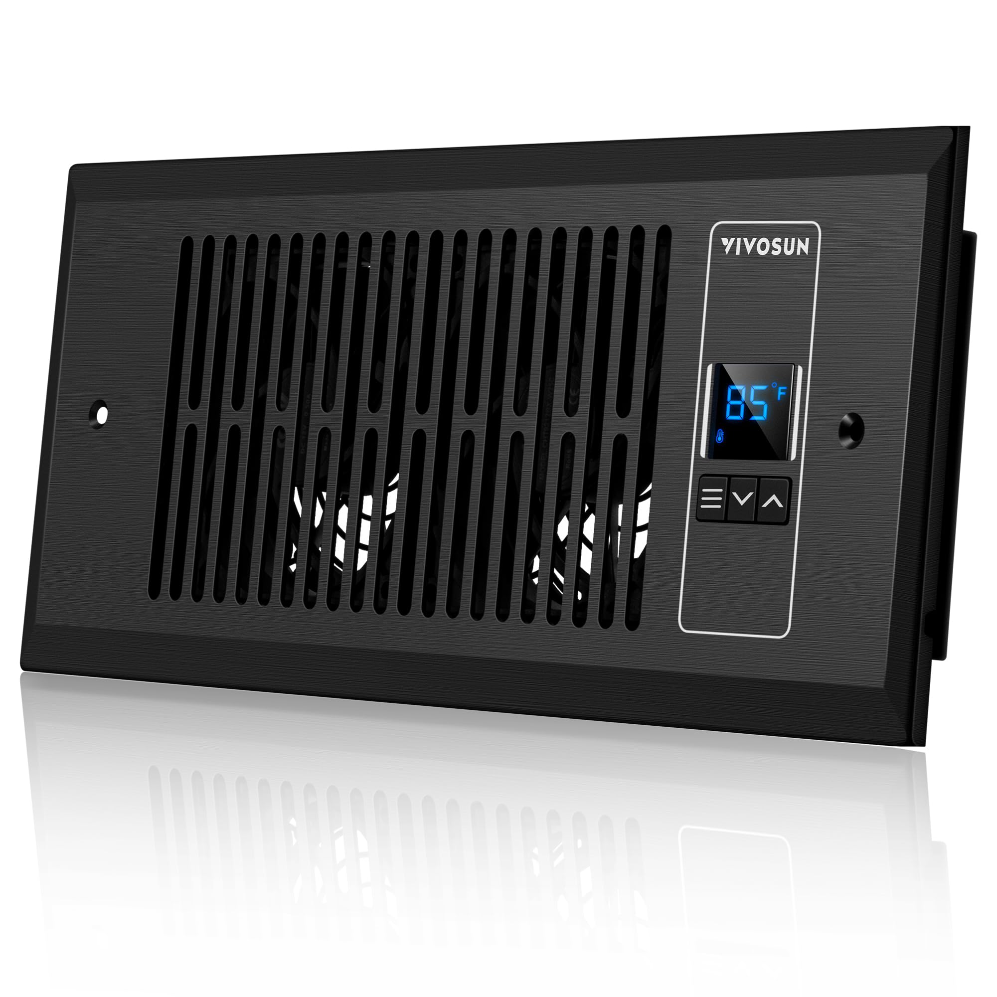 VIVOSUN Quiet Register Booster Fan, Smart Register Vent with Thermostat Control, Fits 4”×10” Register Holes, Heating Cooling AC Vent Fan, Black