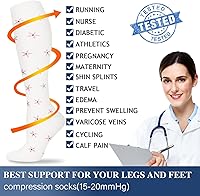 Vista 23 de Calcetines de compresión y circulación para mujer y hombre (3 pares), para enfermería, correr, viajar, calcetines hasta la rodilla