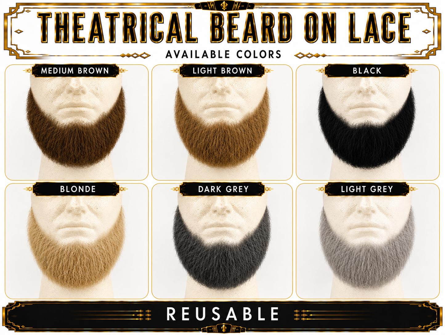 Full Character Beard with 100% Human Hair and Spirit Gum