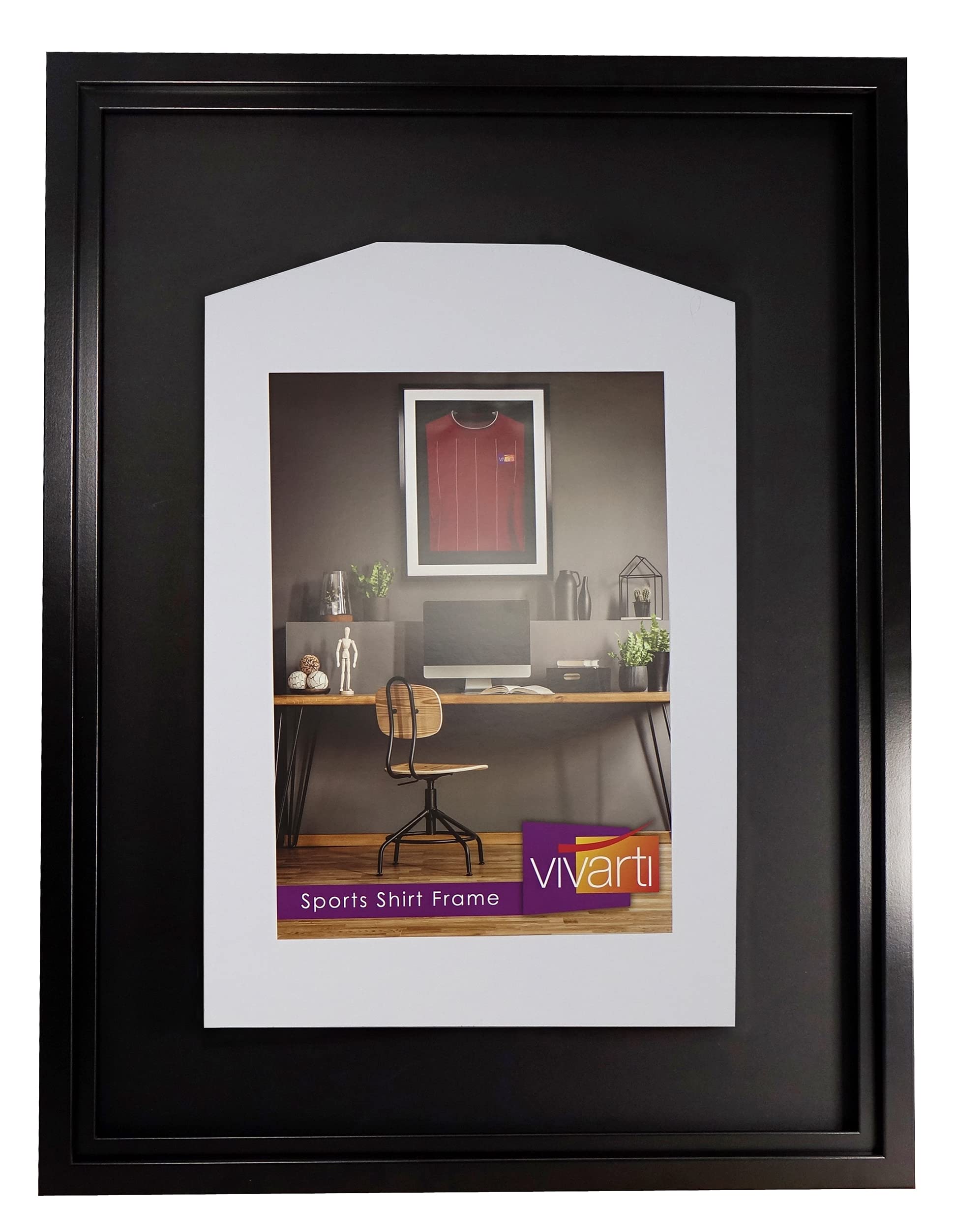 Vivarti DIY standardowa sportowa koszulka dla dorosłych ramka ekspozycyjna na koszulę piłkarską, koszulę rugby, koszulka zespołu Shadow Box - 60 x 80 cm - czarny
