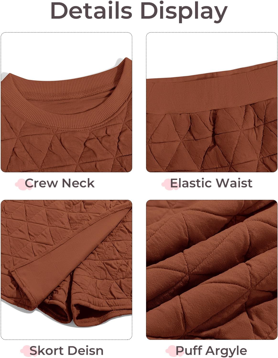 Haloumoning Girls 2 Piece Fall Outfits Clothing Sets Kids Puff Long Sleeve Argyle Sweatshirts and Wrap Skorts 5-14 Years - Image 6