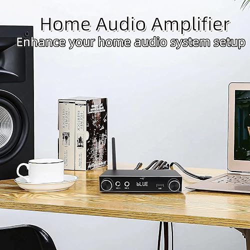 Miniatura 5 de Amplificador de audio Bluetooth 5.3 Amplificador estéreo de alta fidelidad de 2 canales con ópticoBluetoothUSBHDMIAUX, canales de micrófono duales