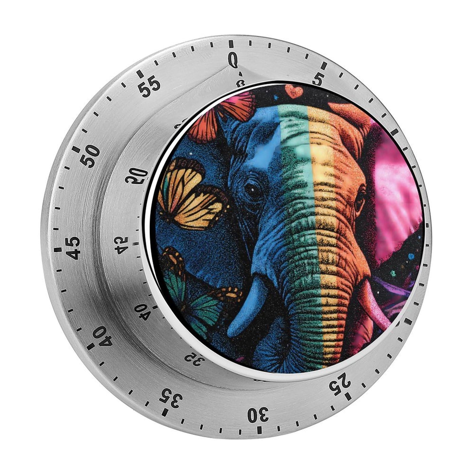 Rainbow Elephant LGBT Butterflies Mechanical Timer with Alarm for Kitchen Cooking Productivity Stainless Steel Timers
