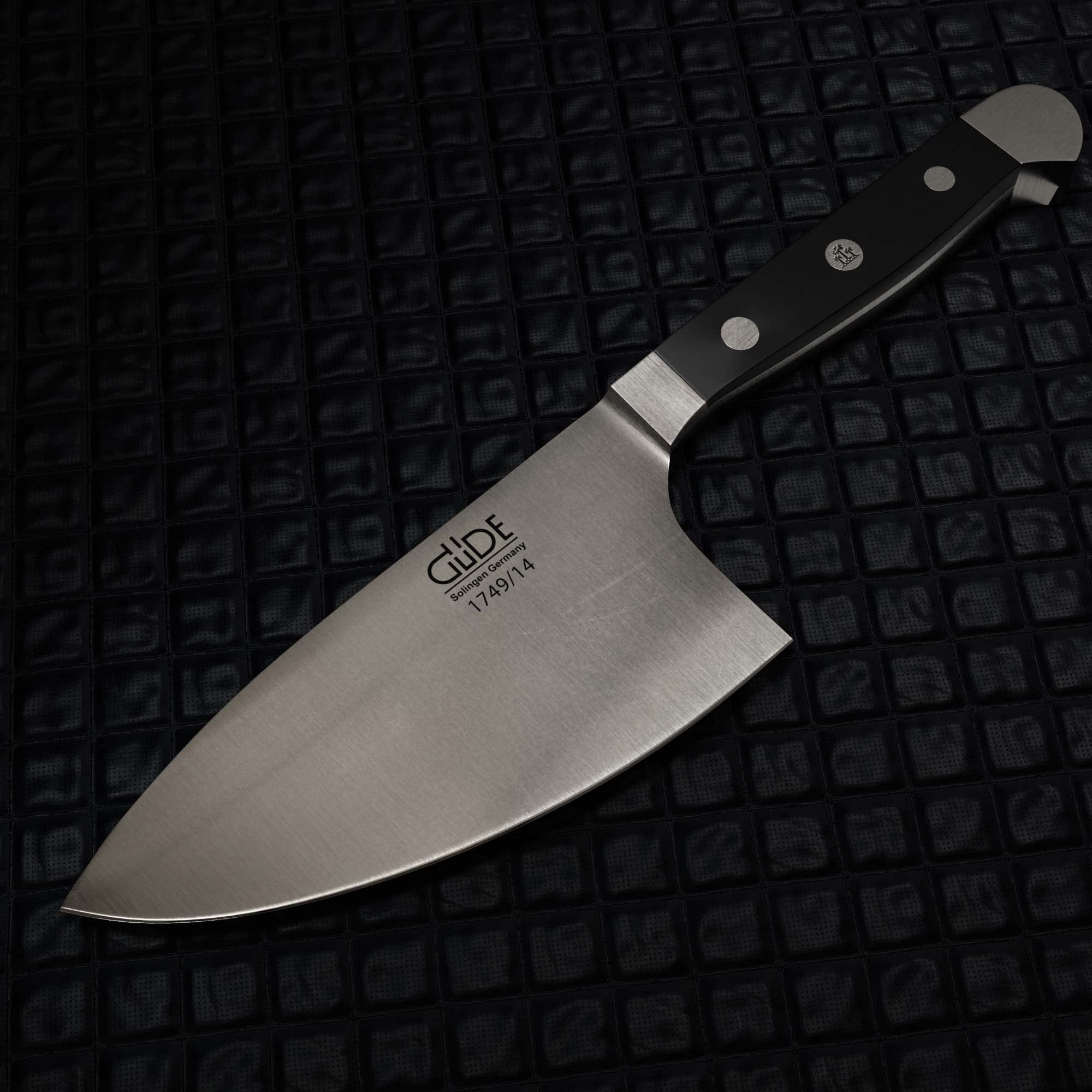 GÜDE Solingen - Kräutermesser "Shark" geschmiedet, 14 cm, POM schwarz, ALPHA, Doppelkropf, Handmade Germany