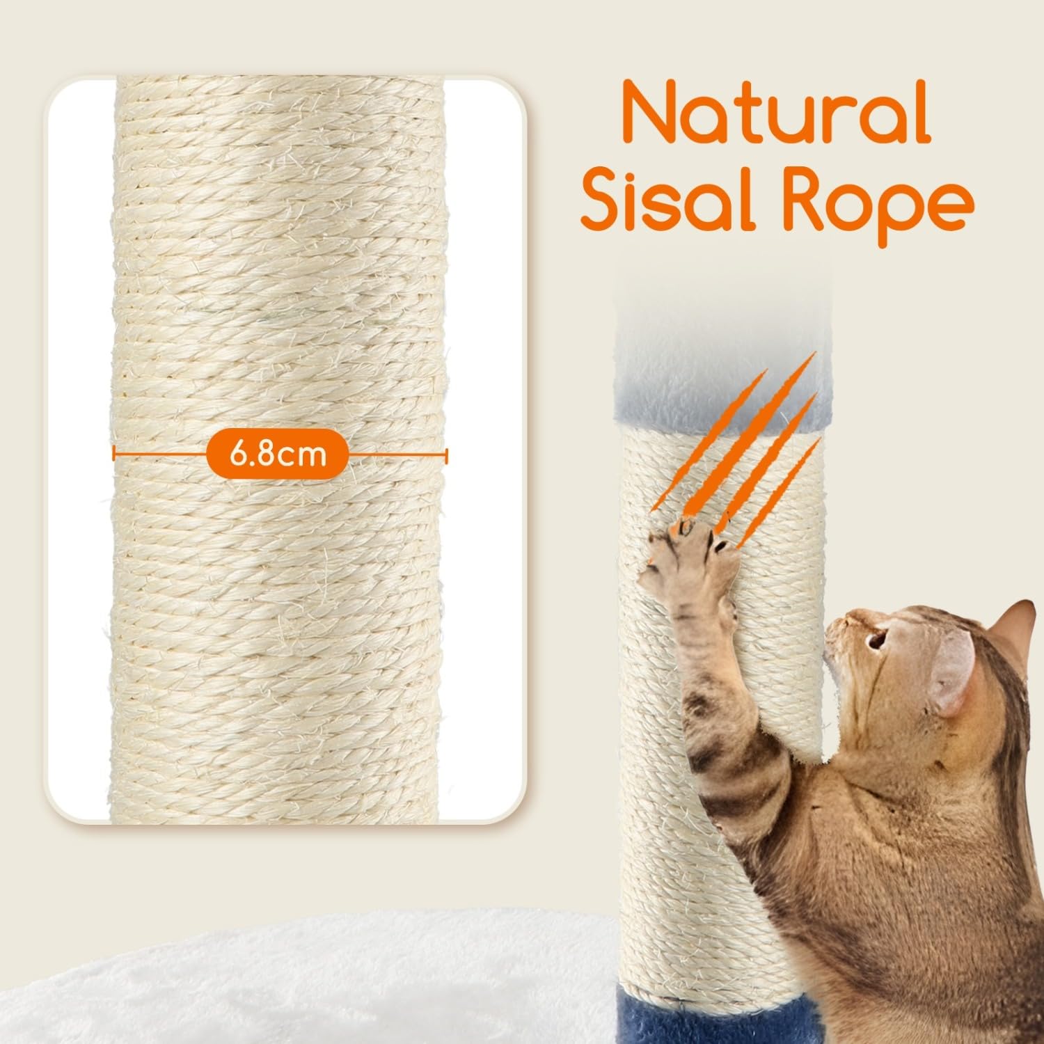 Nobleza Rascador para Gatos, Altura 118.5 cm, Árbol Estable para Gatos, 4 Plataformas, 1 Cueva, 1 Pompón, 1 Peluche, Azul