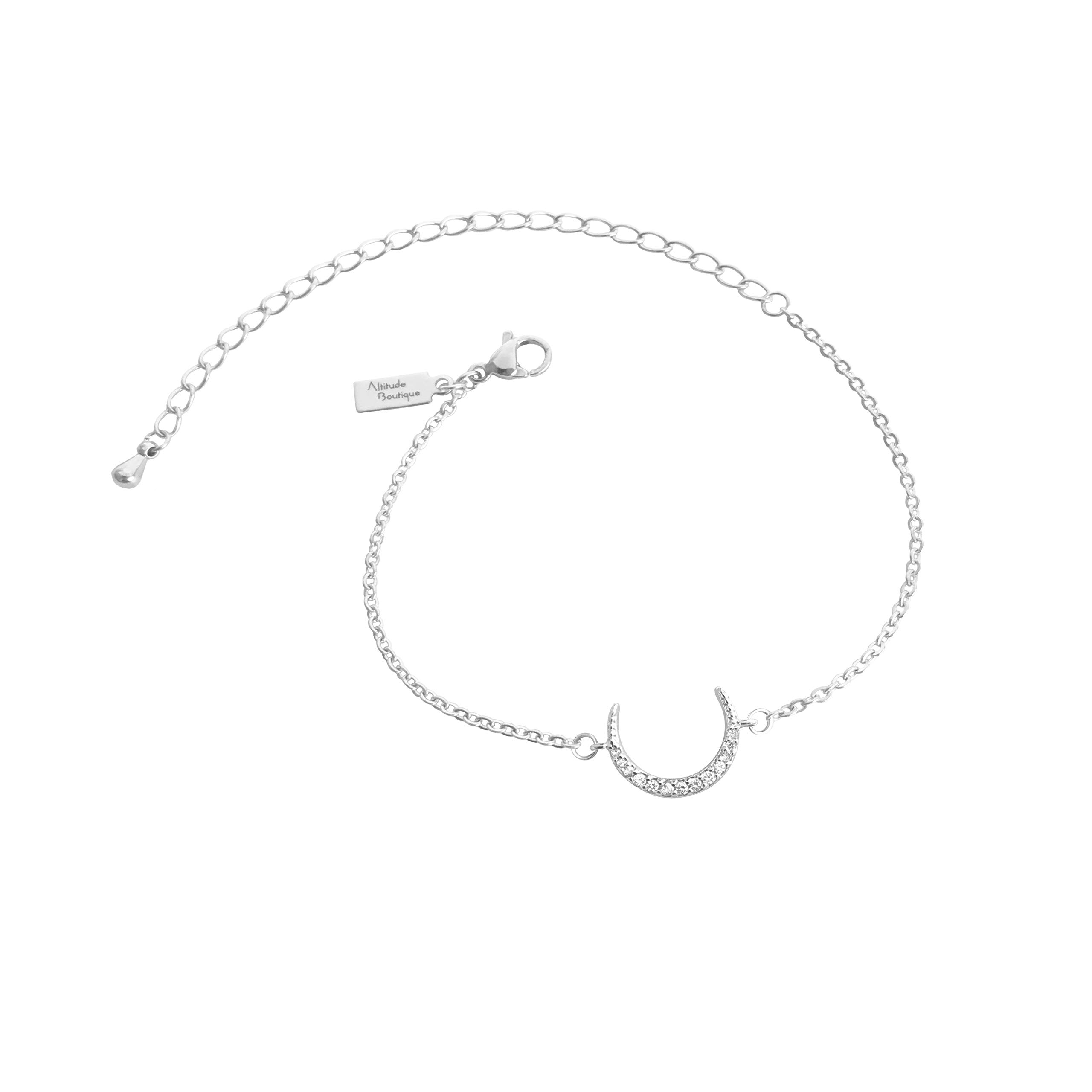 Cubic Zirconia Moon Bracelet Crescent Moon Bracelet Horn Bracelet for Women Half Moon Necklace Bracelet Silver Gold Rose Gold