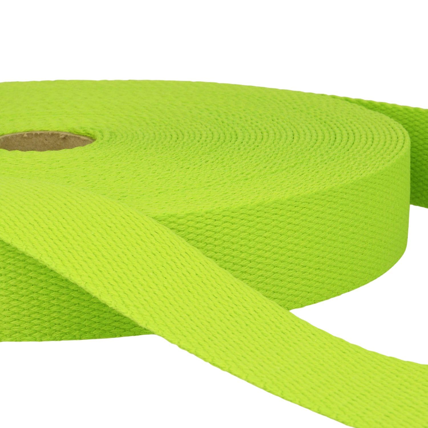 5 Metres Bright Green Heavy Duty Cotton Webbing, 25mm Wide Strong Thick Firm Strap, Machine Washable 30°C, Perfect for Bag Handles, Tote Straps, Belts, Pet Leads, Repairs & Crafts by Giddy Square