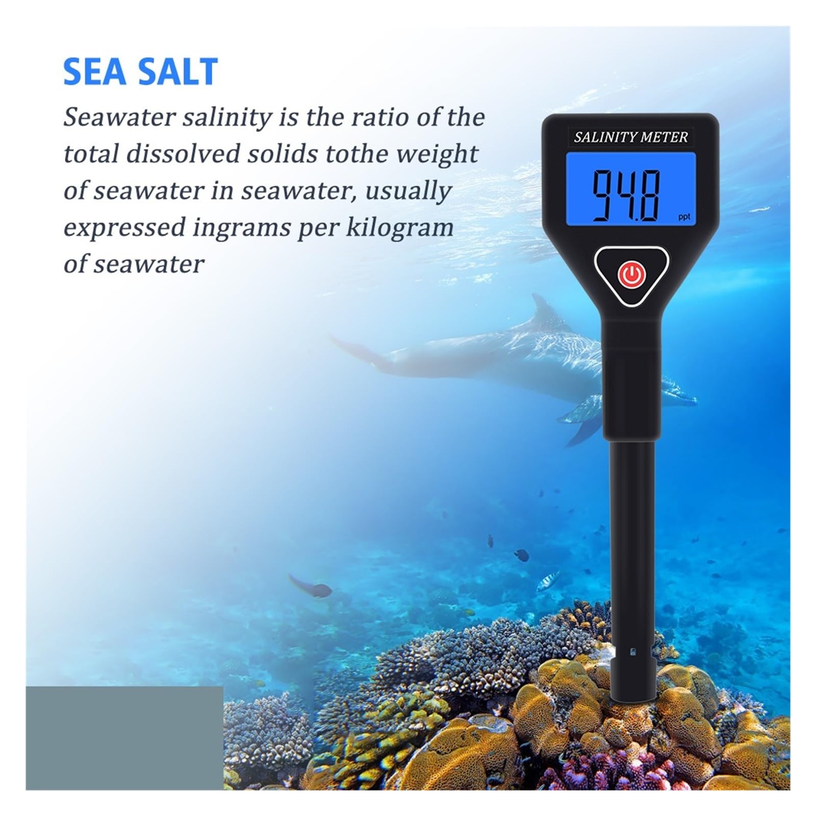 Réfractomètre numérique de salinité de l'eau de mer, salinomètre ATC portatif for la maison, testeur d'eau salée alimentaire