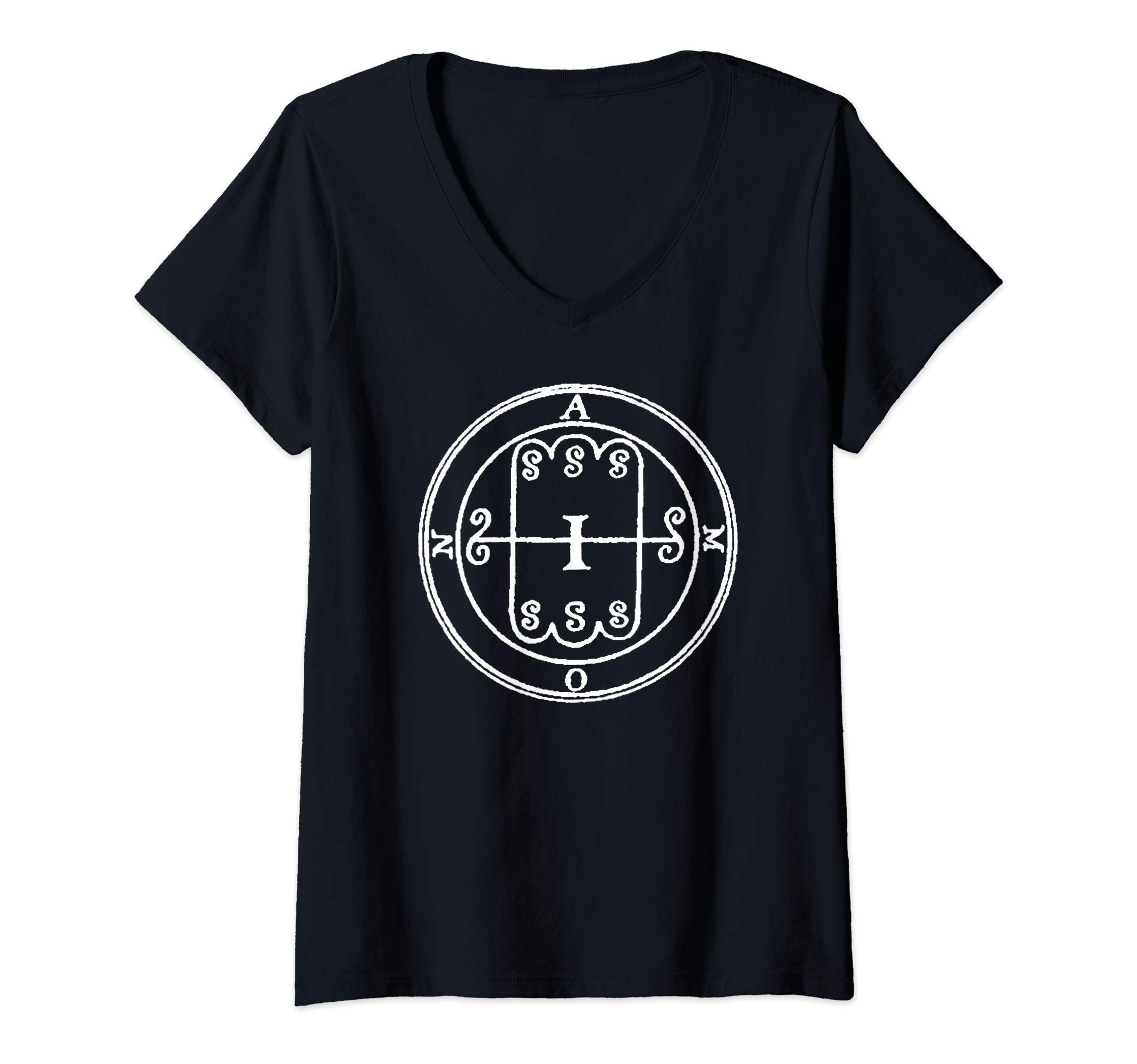 72 Demons of the Ars GoetiaWomens Seal of Amon Sigil Talisman Demon Circle V-Neck T-Shirt
