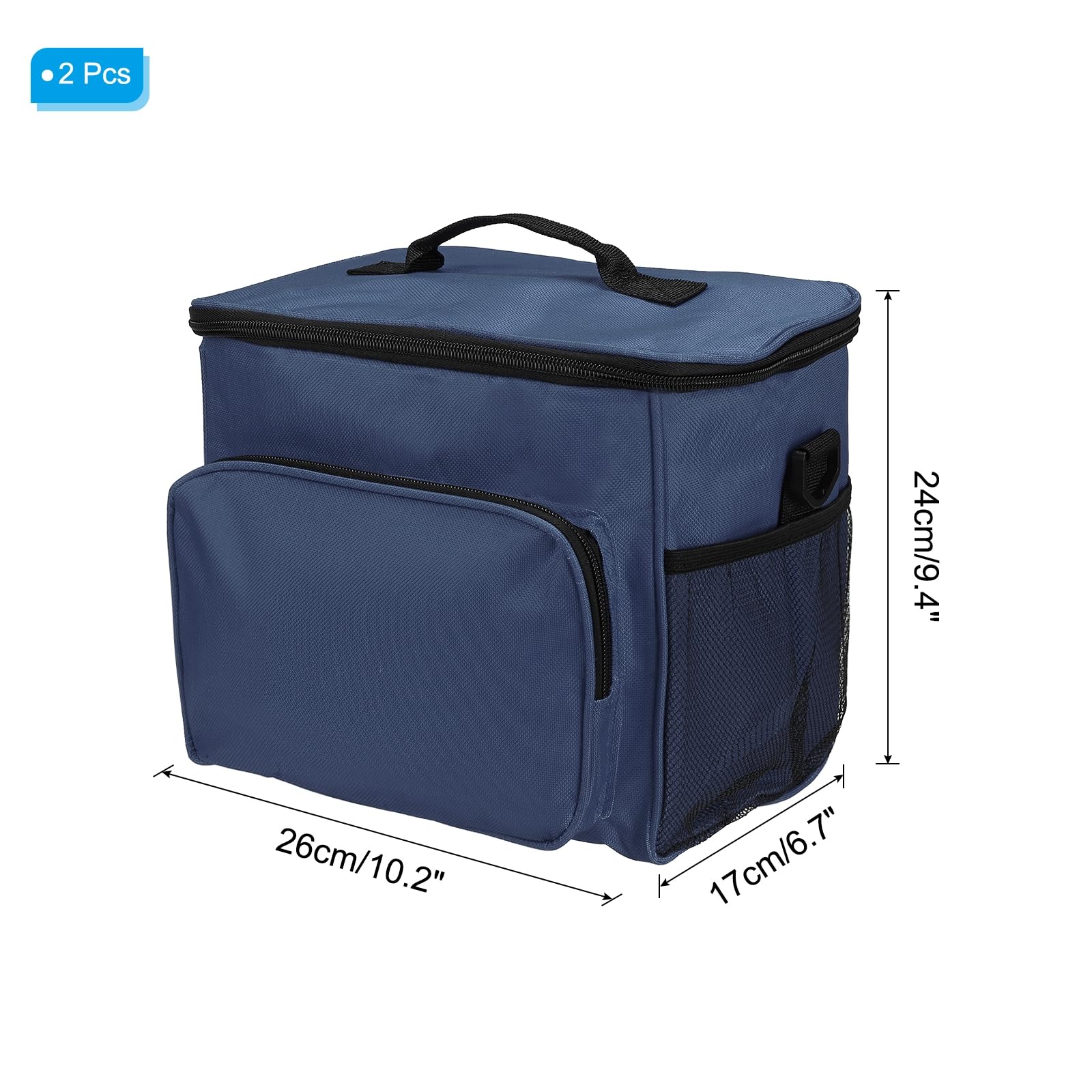 Boîte à déjeuner pour femmes/hommes, 2 pièces, sac à déjeuner isotherme, sac fourre-tout thermique, récipient à déjeuner réutilisable 9,4 x 6,7 x 10,2 pouces pour le travail, pique-nique en plein ai