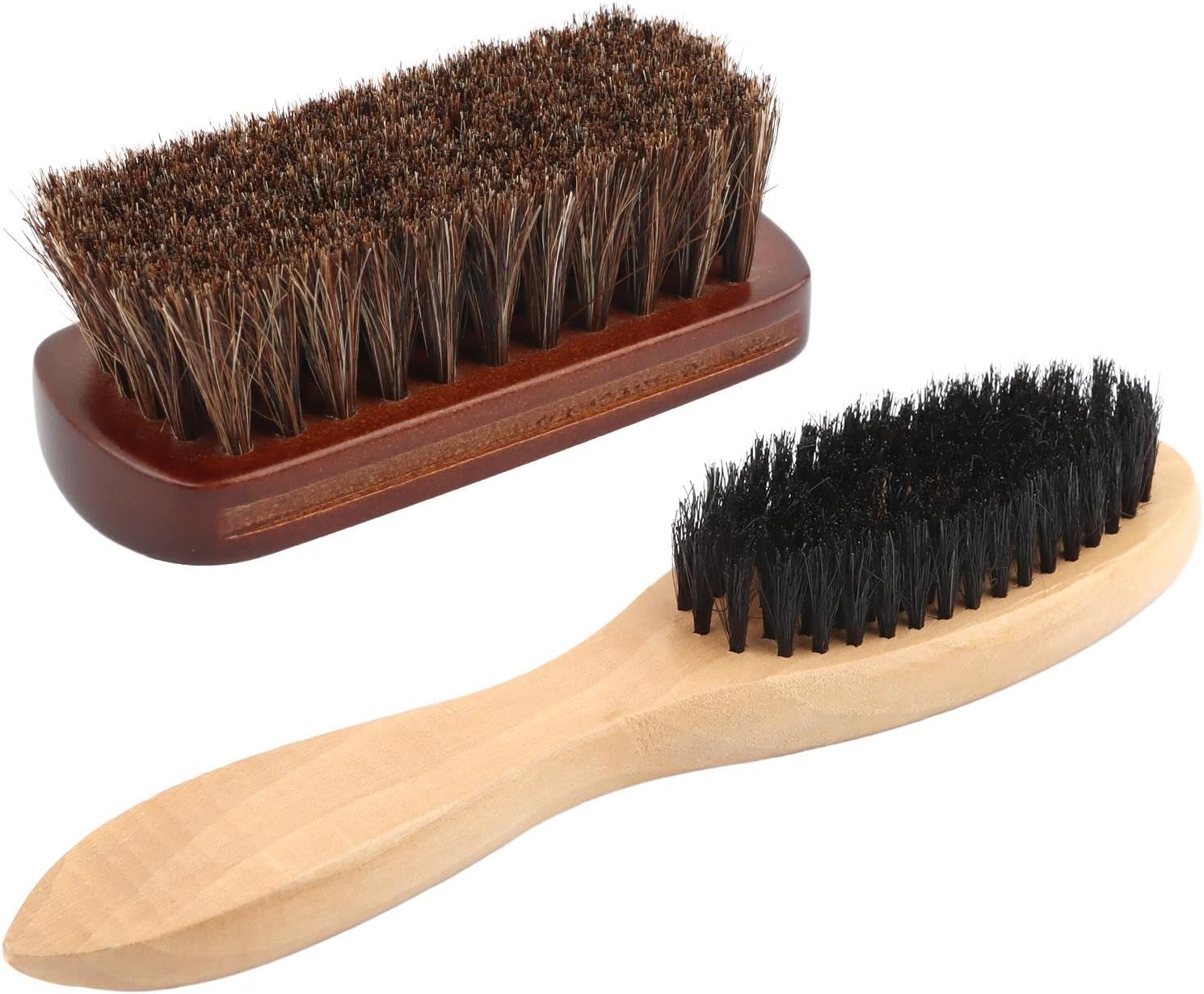 CALIDAKA 2 Pcs Shoe Brush Kit, Soft Bristles Shoe Brush