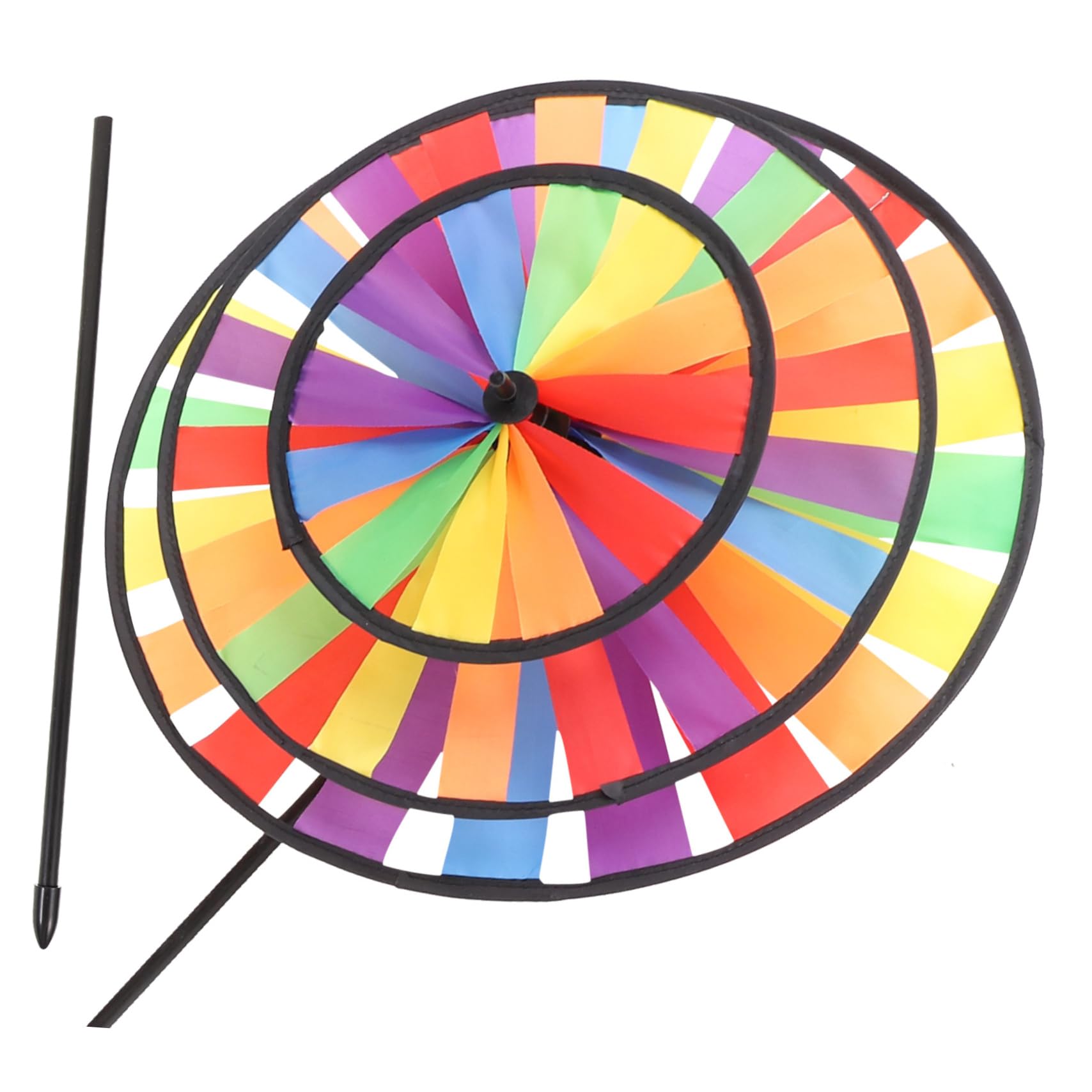 Hemobllo Large Three Layer Colorful Rainbow Cloth Wind Spinner Rotary Windmill for Garden Decoration Durable Outdoor with Sunflower Design