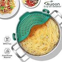 Vista 2 de AUOON Colador de olla extra grande con clip de silicona - Diseño de estilo familiar, colador de pasta resistente al calor, colador de cocina