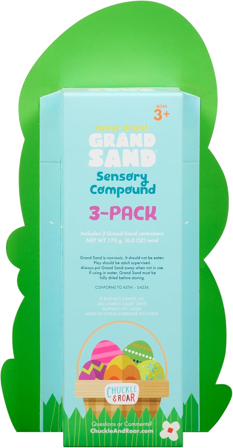 Chuckle & Roar - Grand Sand Egg 3 Pack - Tactile Arts and Crafts - Sensory and Fidget Fun - Great for Baskets - Ages 3 and Up