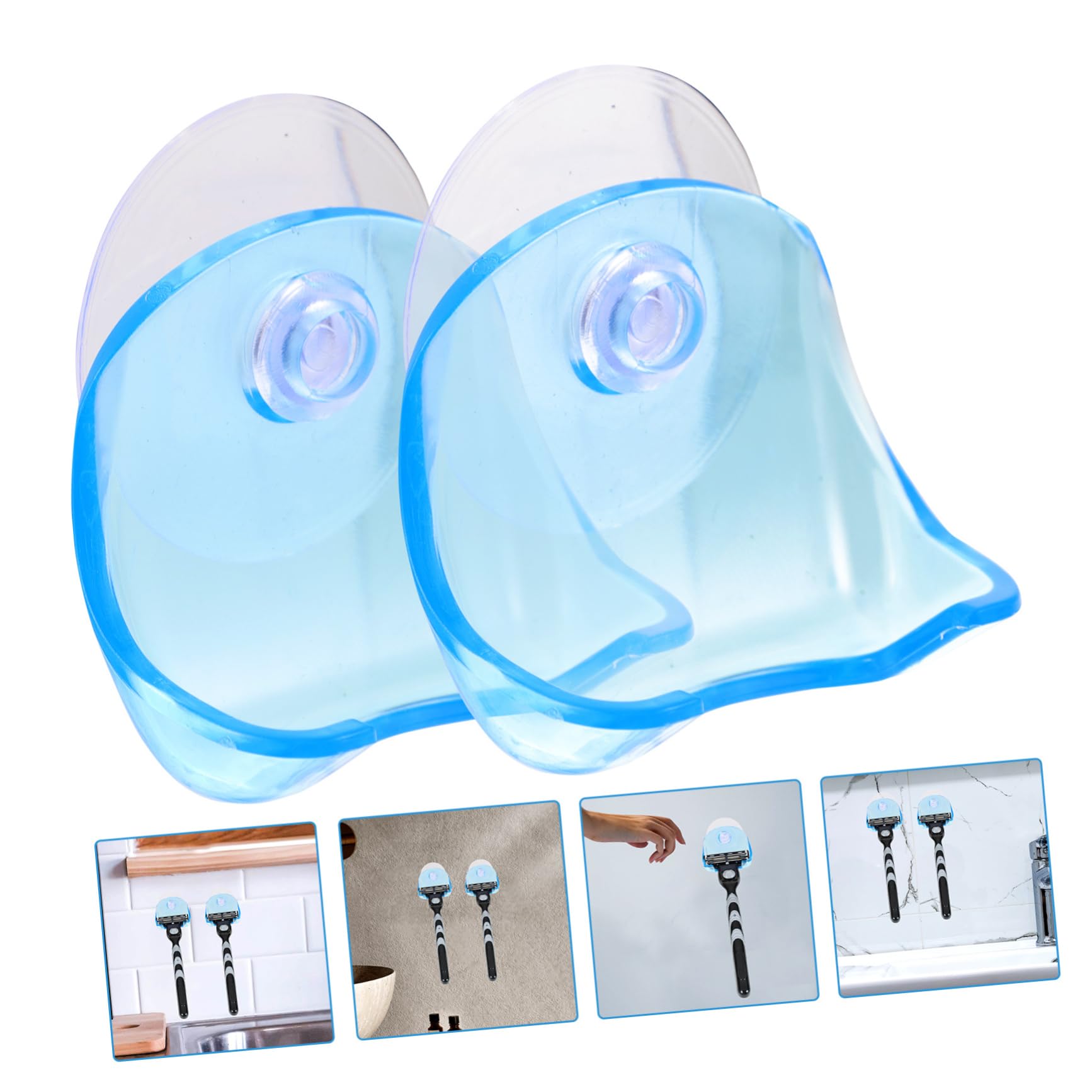 Gogogmee Shaving Holder 2 Pack Suction Cup Razor Rack Shower Razor Hook Suction Shaver Hanger