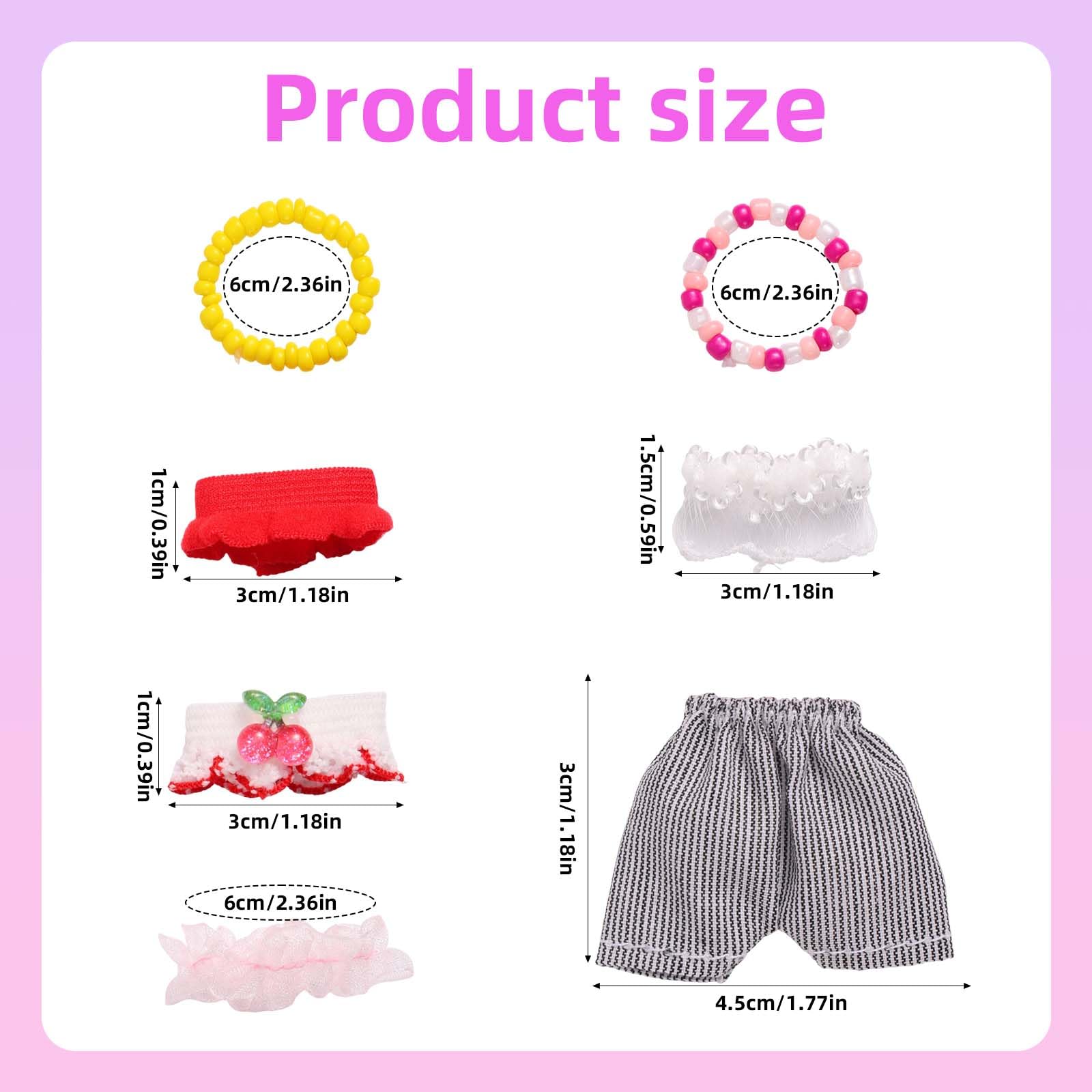4 Sets 3in/7.5-8cm Doll Clothes, Includes Pants Shirt Necklace Choker Doll Outfits Costume Accessories for Display & Decoration - Image 2