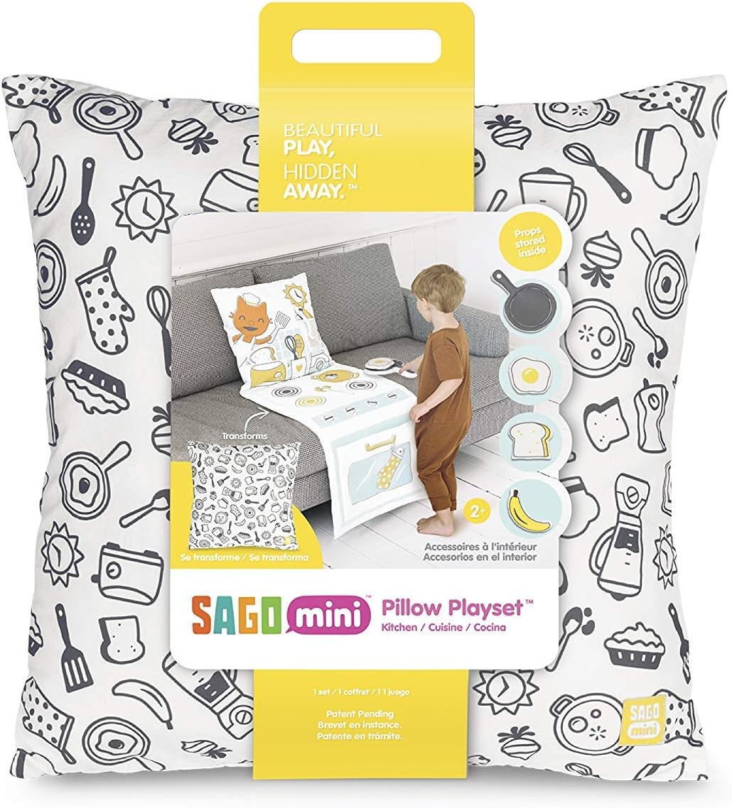 Sago Mini , 2-in-1 Fold Up Pillow Playset, Jinja’S Kitchen with Plush Accessories for Toddlers, Multicolor