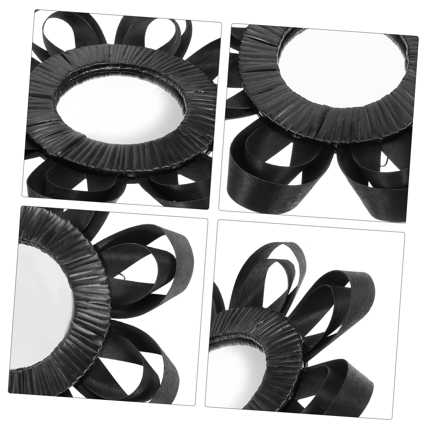 Rattanspiegel Wandspiegel aus Glas und Holz in Schwarz