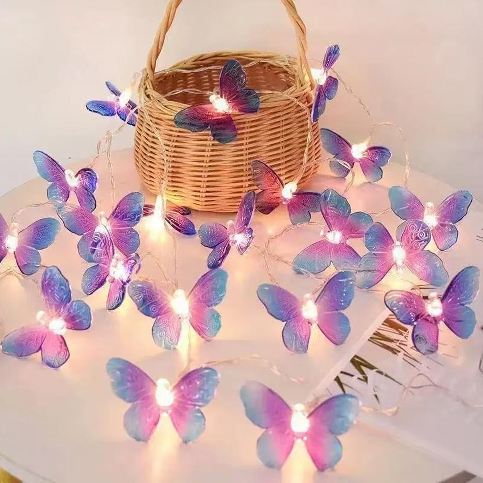 DAZZTIME Catena Luminosa a Forma di Farfalla,20 LED Lucine a Forma di Farfalla 3m,LED Catena Luminosa,Luce a Forma di Farfalla,per Giardino,Balcone,San Valentino,Matrimonio,Festa,Natale - 5