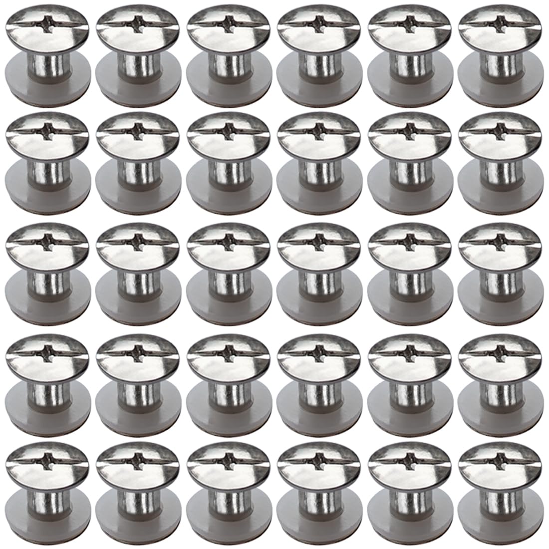 Rivetti a Vite Chicago M5 x 6 mm Set 30 Pezzi Argento per Borse Libri Zaini
