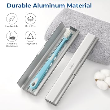 Aluminum Toothbrush Case Travel Cover,Portable Travel Toothbrush Cover,Durable Toothbrush Holder,Manual Toothbrush Protector for Holidays,Camping,Business Trip (1 Pack)