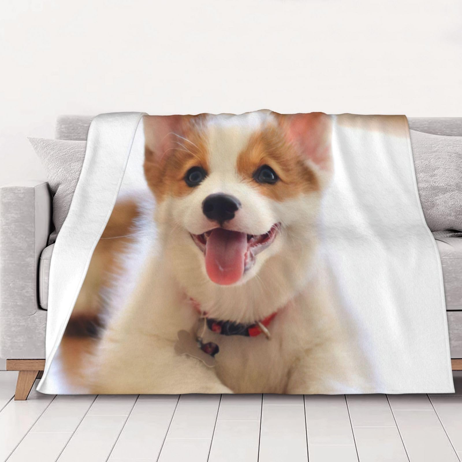 Couverture flanelle corgi douce pour lit et canapé toutes saisons