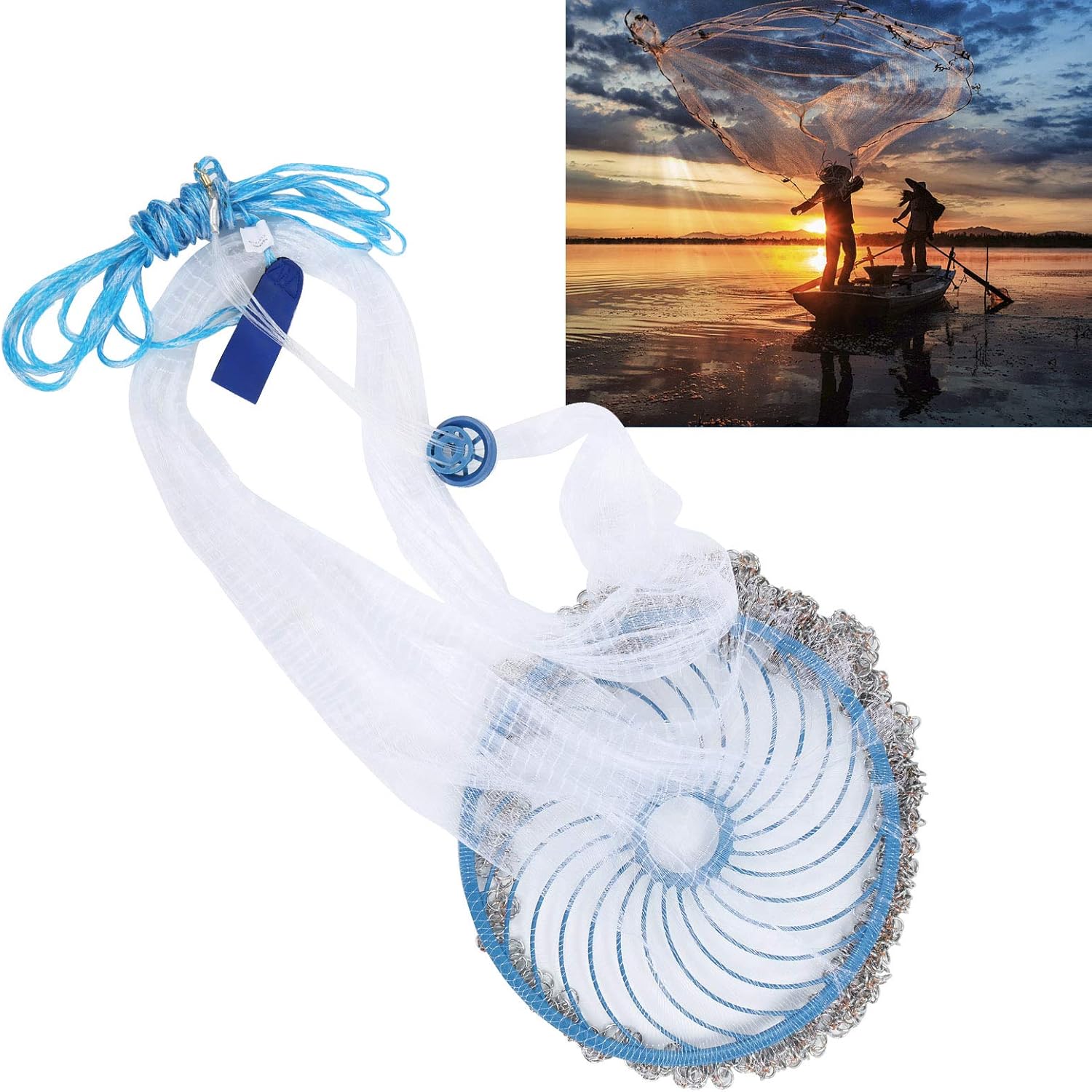 Telescopic Shrimp Net Foldable Hand Thrown Net 360cm Nylon Chain Cast Net High Strength Fishing Accessories for Bait Cast Equipment