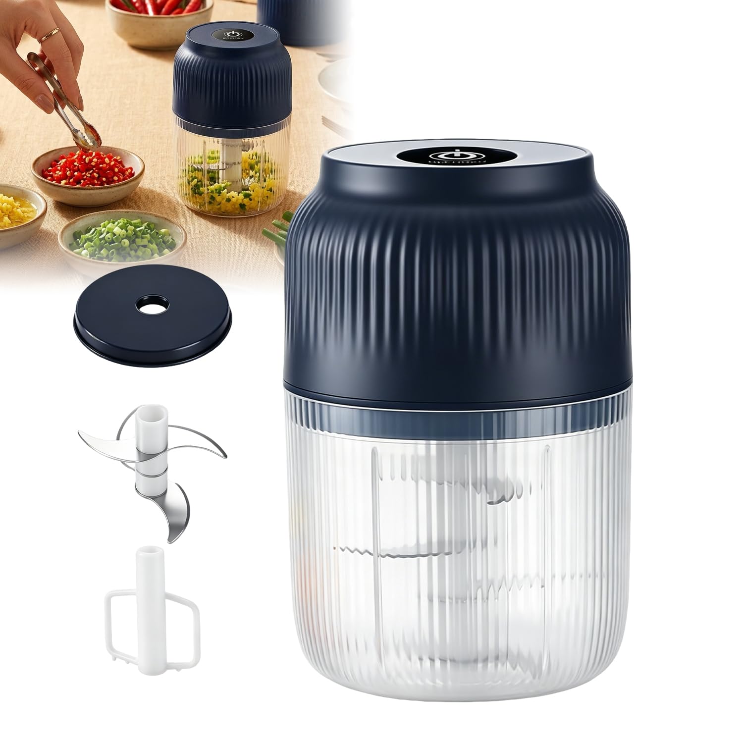 Mini Picadora Eléctrica Ajo 6 Cuchillas 350ml Batidor