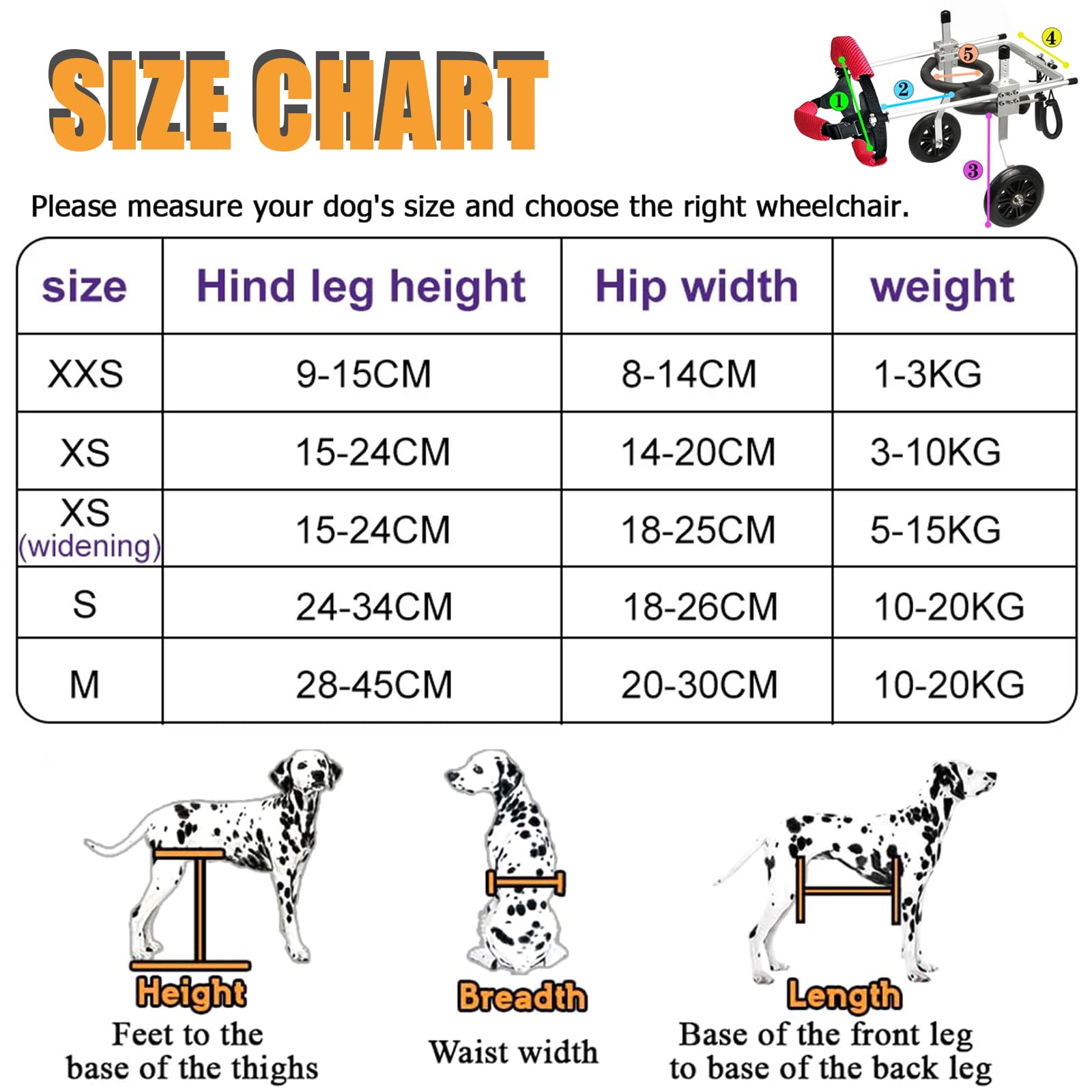 Carrello per Cani, Passeggino per Le Zampe Posteriori, Sedia A Rotelle per Animali Domestici per Zampe Posteriori, Gatti con Handicap Conigli Paralizzati Animali Disabili,XXS