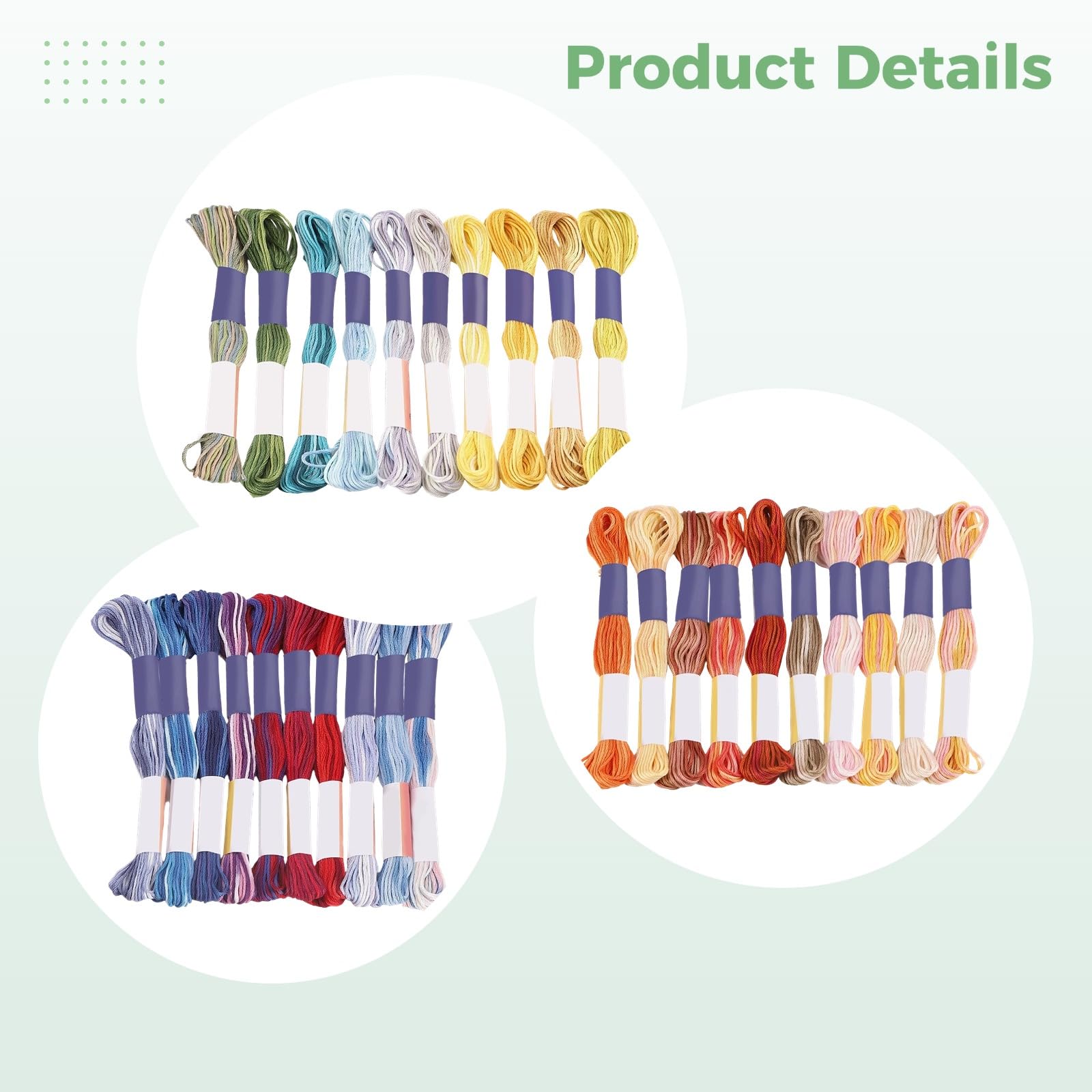30 Stk. Regenbogen Stickgarn Set, mehrfarbiges Stickgarn für Kreuzstich, mercerisierte ägyptische Baumwolle, 8 m pro Strang, Garn zum Handsticken, Sticktwist in verschiedenen leuchtenden Farben