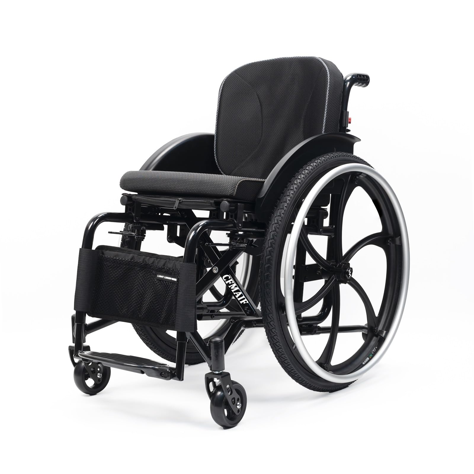 Silla de ruedas manual, Plegable, ultraligera, Aluminio, Autopropulsable,para minusválidos,Reposapiés abatibles,Frenos de mano(Sports,43cm/16.9in Seat)