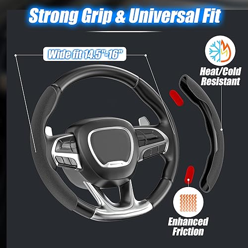 Miniatura 3 de Funda para volante de fibra de carbono de ajuste universal, protector duro para volante de automóvil, cubierta de fibra de carbono antideslizante