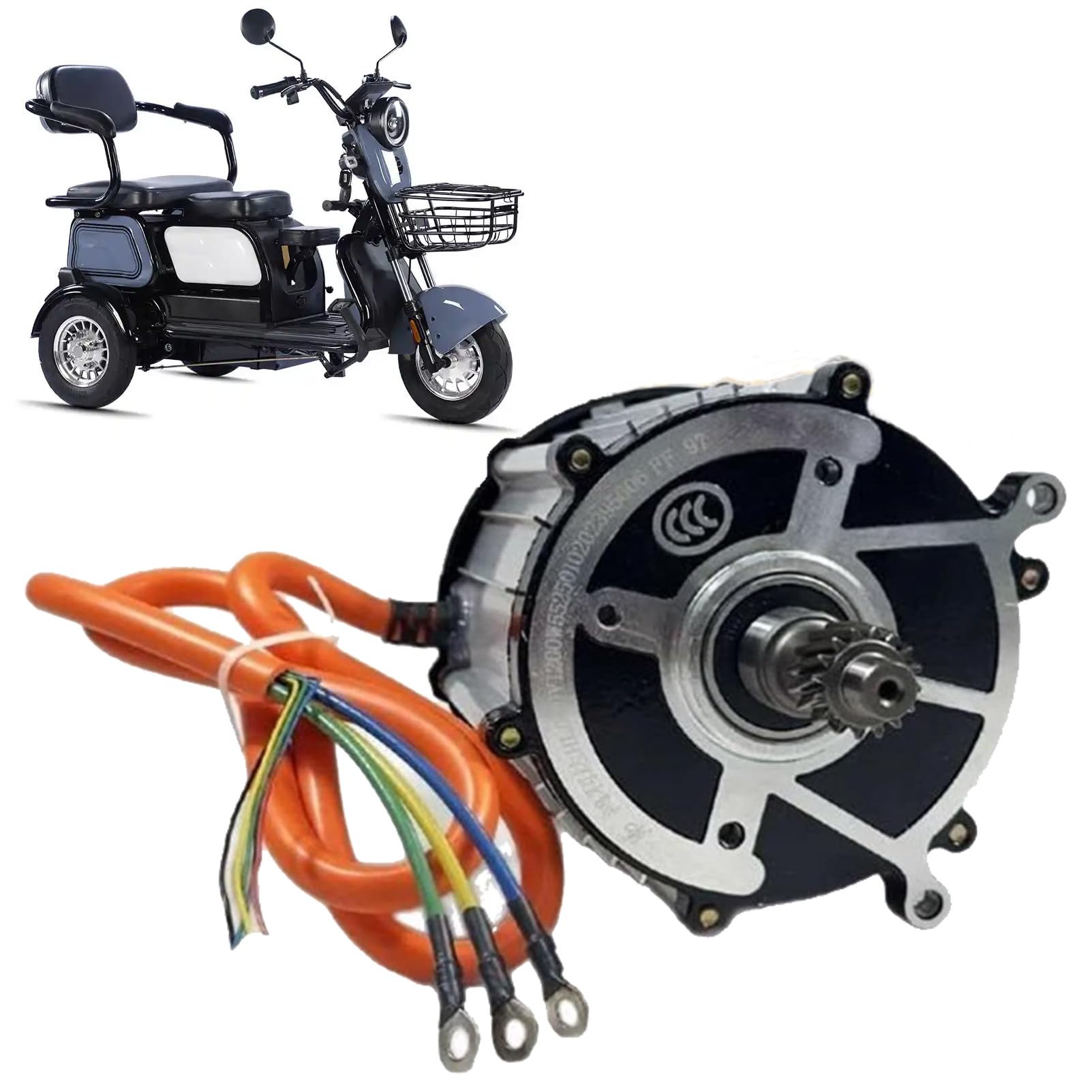 1000W-4000W Electric Tricycle Differential Motor, 48V / 60V / 72V Electric Brushless DC Motor, 5-Hole 16-Tooth Motor, Pure Copper Coil, for E-Bikes, Tricycle, electric bike, Motorcycle. 48V-2500W