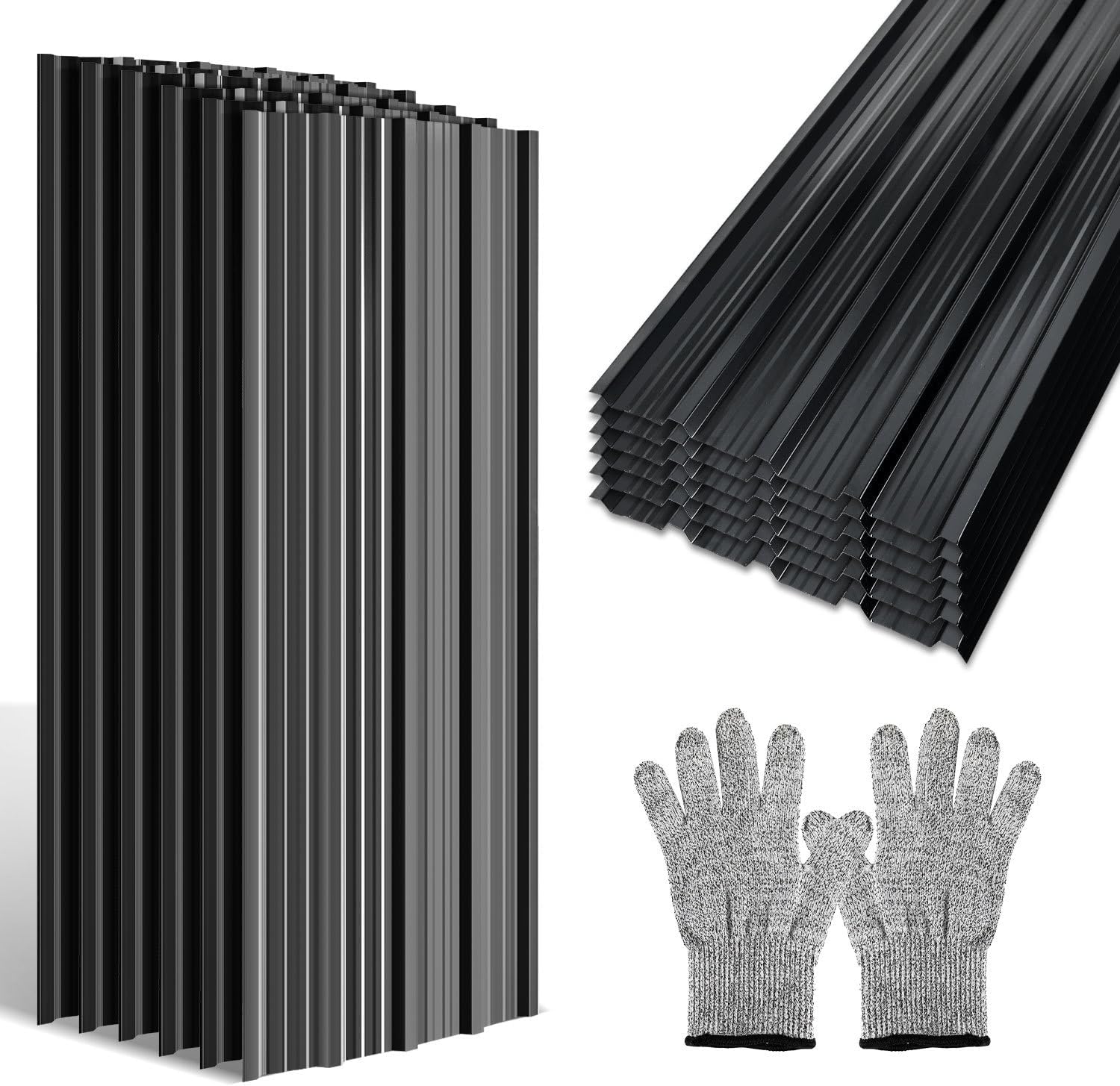 Lamiere Grecate Acciaio Zincato 12 Pezzi, 129x46 cm, Antracite