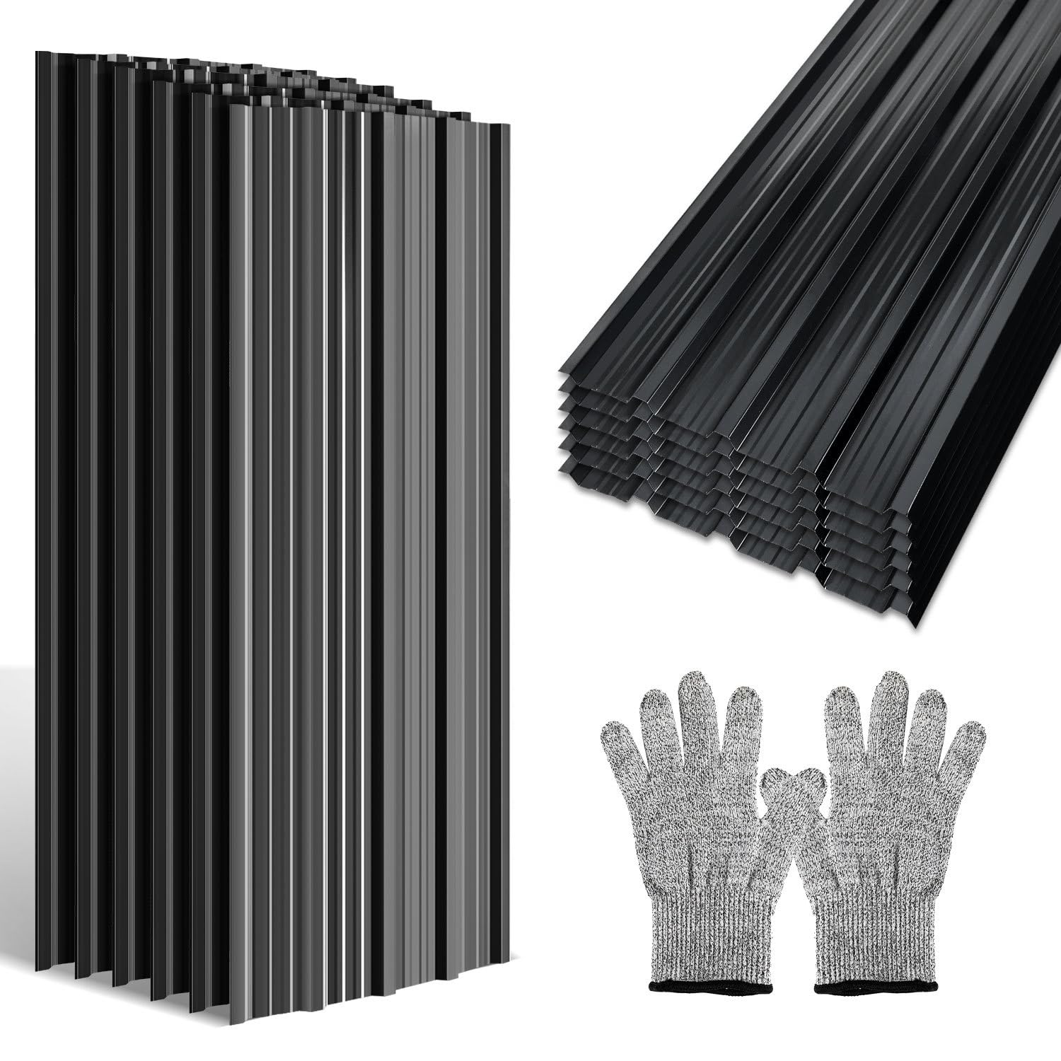 Trapezblech Dachplatten 24 Stück, 129 × 46 cm Dachblech Set aus verzinktem Stahl, ca. 14 m², Wellblech Profilblech für Gartenhaus, Carport, Schuppen, Wandverkleidung, Anthrazit