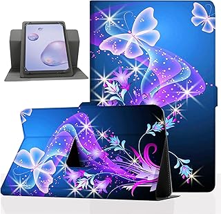 Pudazvi Universal 7 inch 8 inch Android Tablet Case,360 Degree Rotatable Kickstand Multiple Viewing 7"-9" Inch Tablet Cover for Amazon Fire HD 8/Samsung/iPad Mini/Lenovo/TCL,Butterfly
