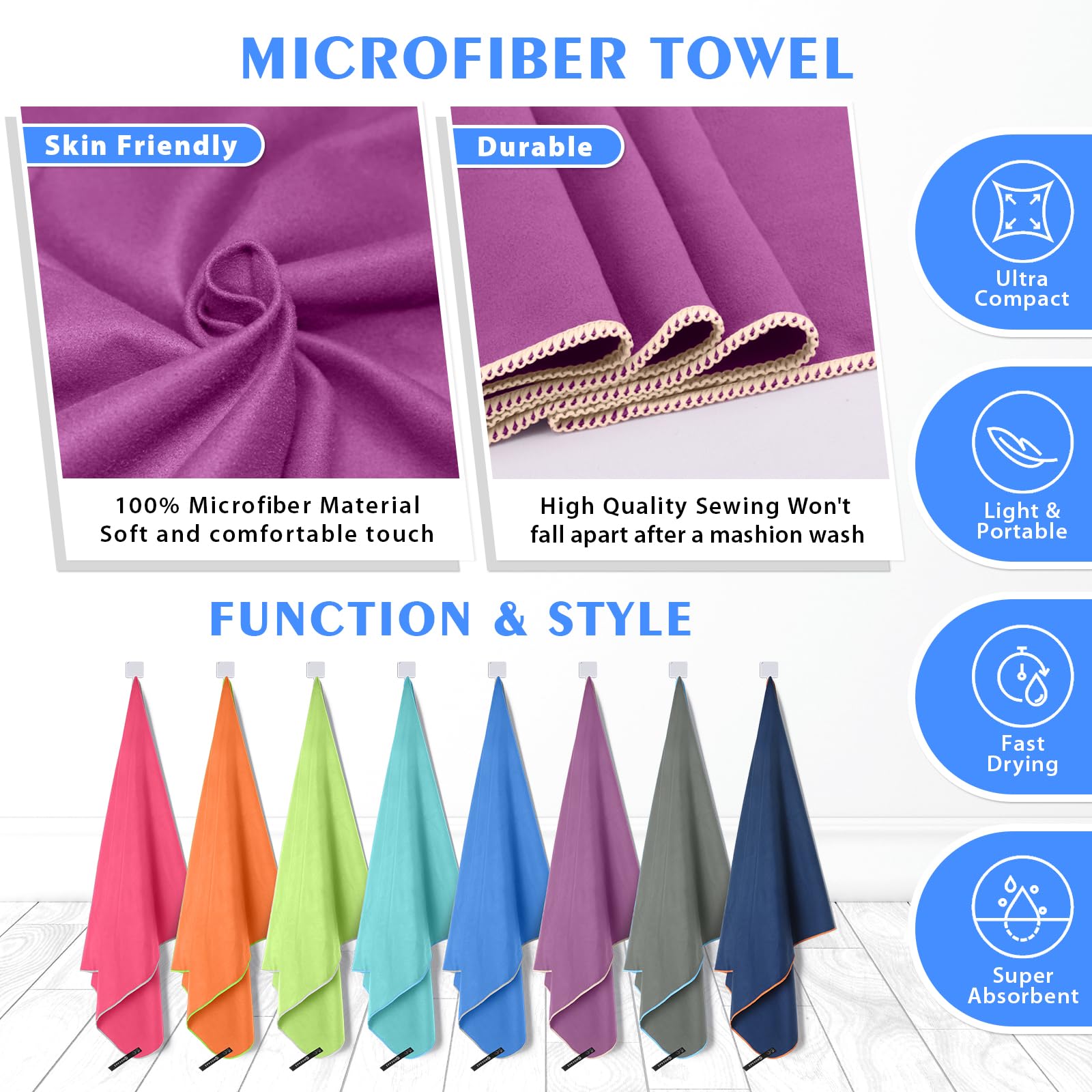 Amazon.co.jp: HOEAAS マイクロファイバースポーツトラベルタオル