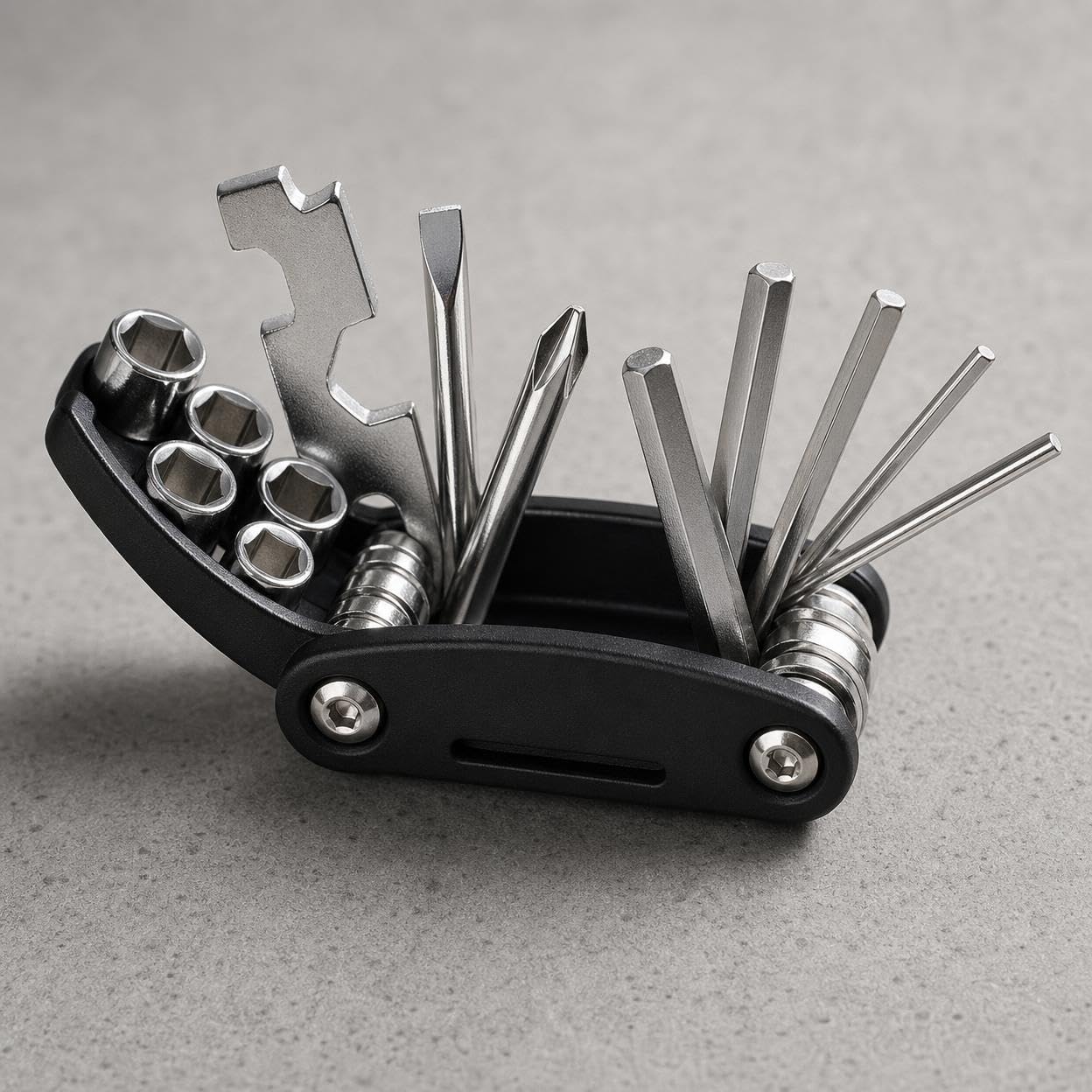 Kit Riparazione, Multi-tool Bici con Pompa per Pneumatici, Attrezzi Bici in Metallo per Manutenzione e Viaggio