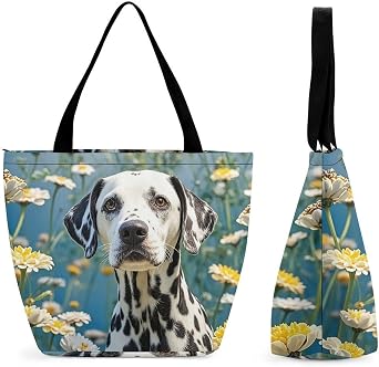 Tote Bag for Women Shoulder Tote Purse Reusable Grocery Bag Cute Dalmatian Aesthetic Shopping Bags