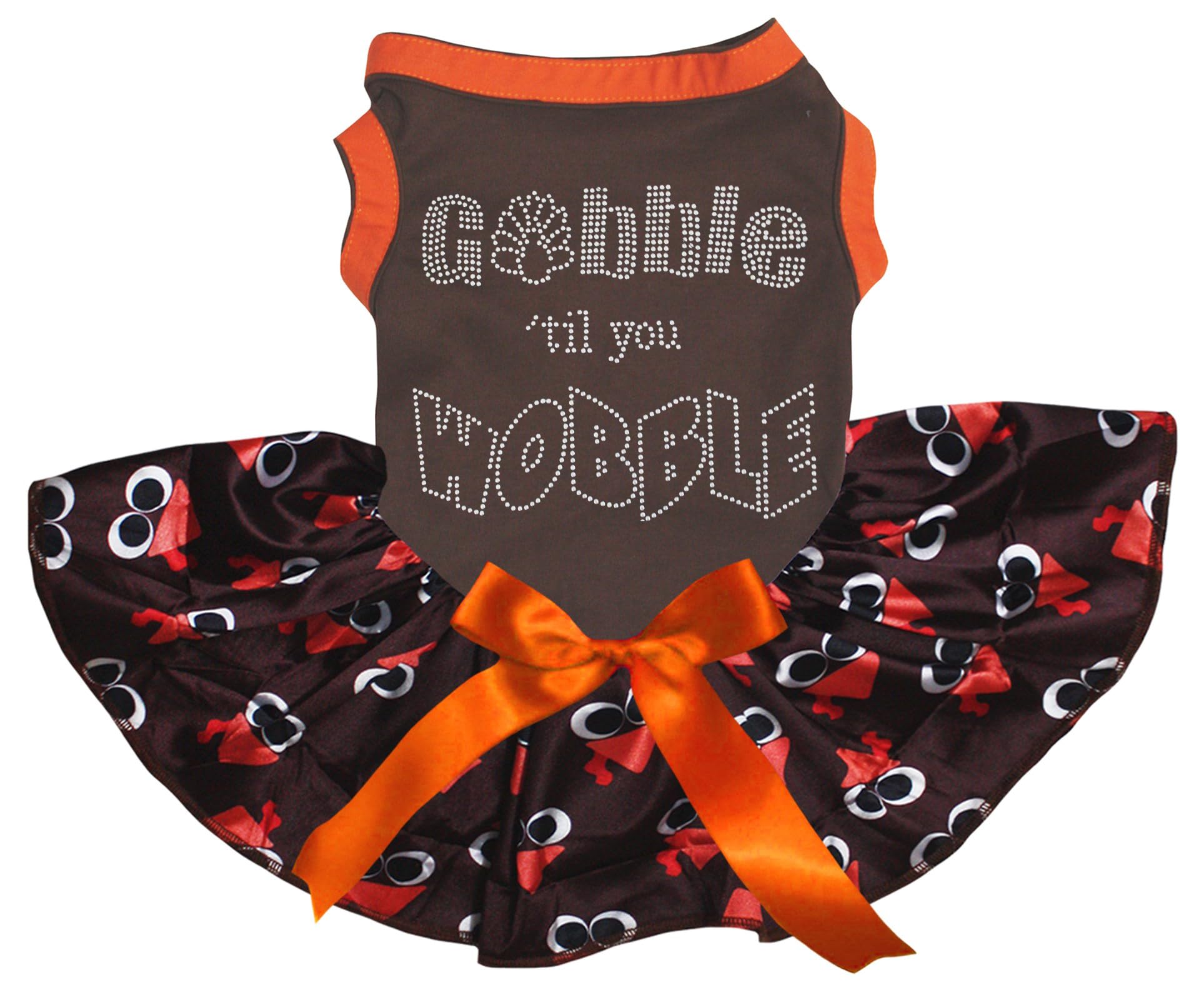 Robe pour chiot marron à strass pour repas de Thanksgiving de famille